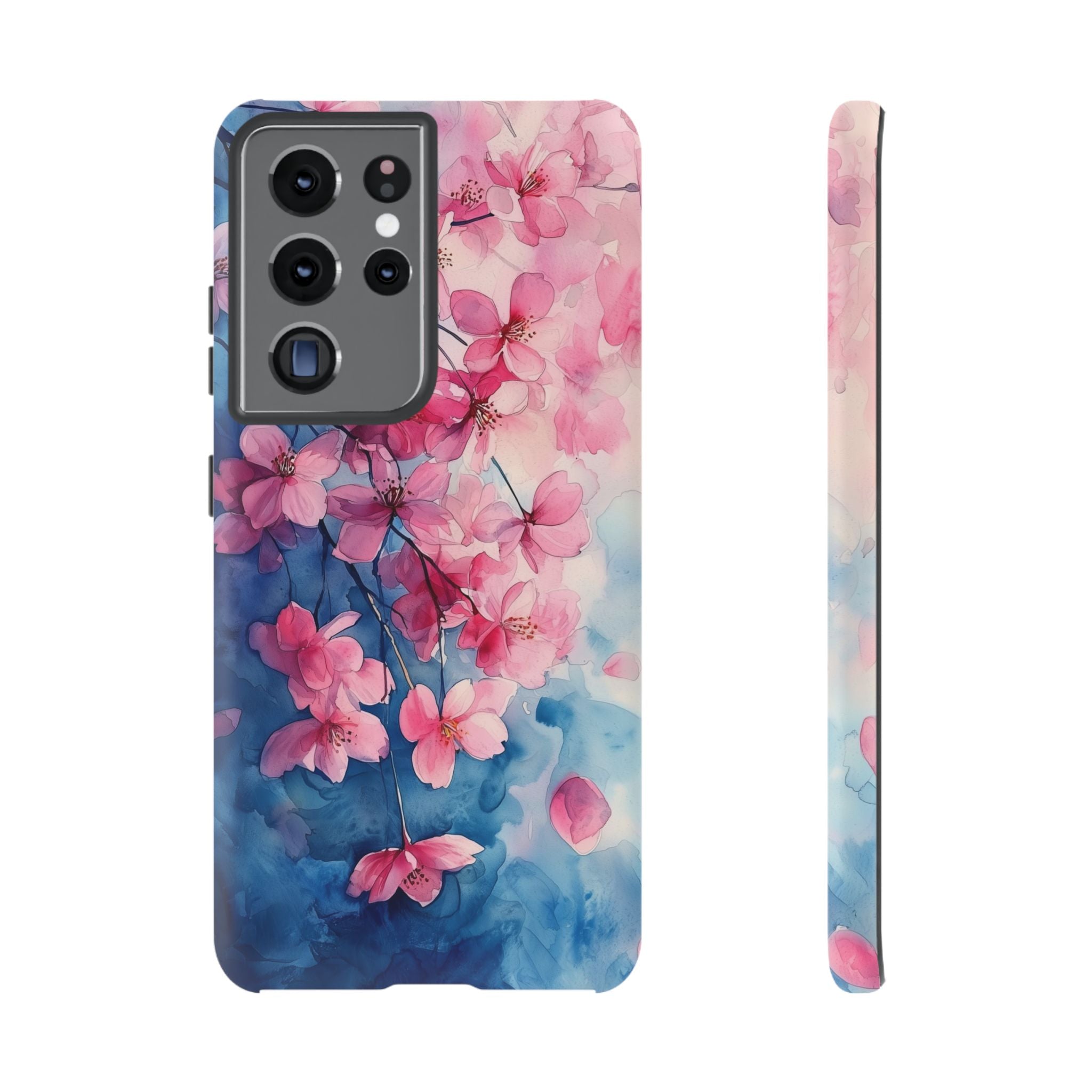 Floral Cherry Blossom Samsung Galaxy Case | Pink Blue Watercolour