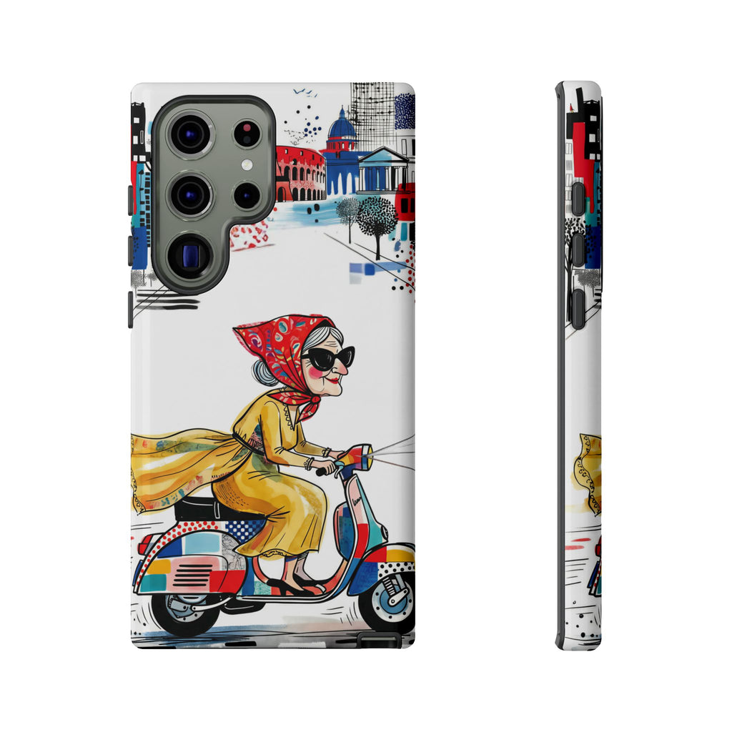 Vintage Vespa Granny Samsung Galaxy Phone Case | Retro Scooter Travel iPhone Cover