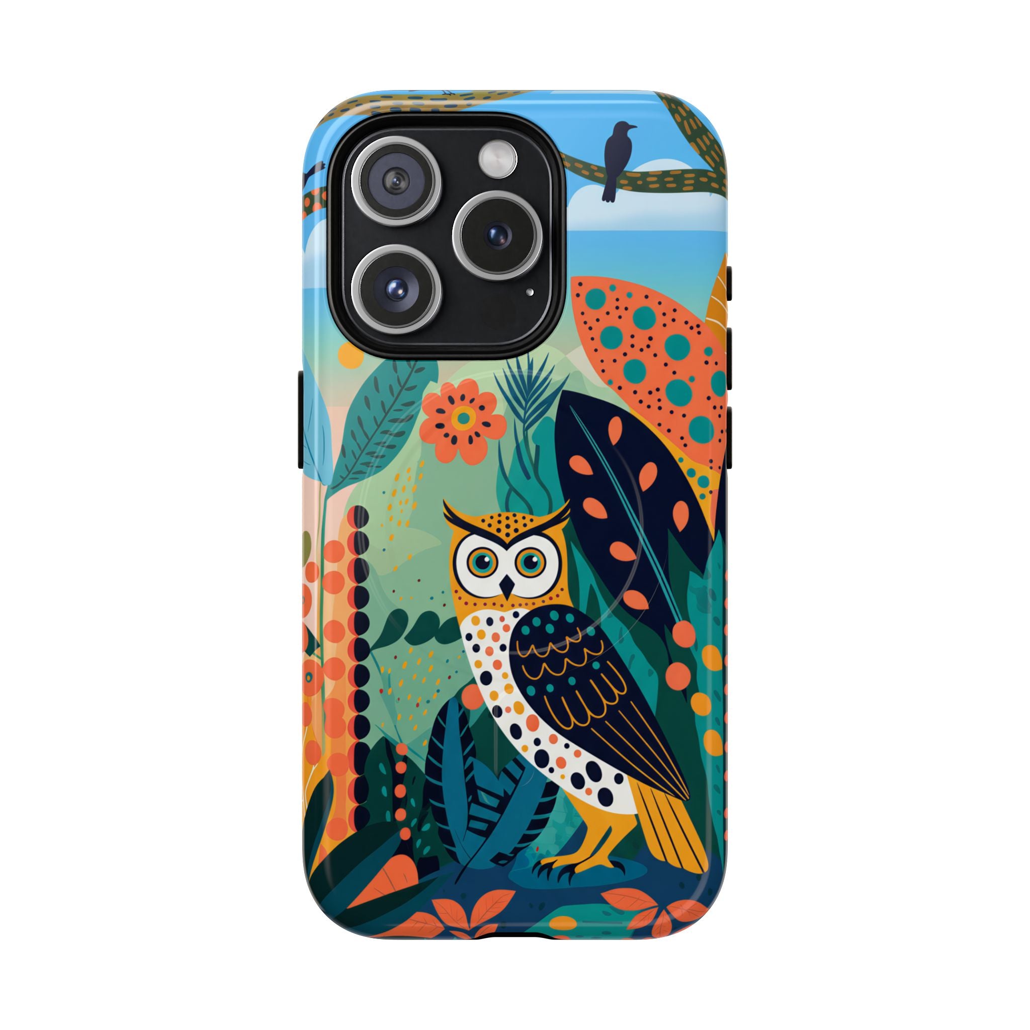 Botanical Forest Colourful Owl MagSafe iPhone Case