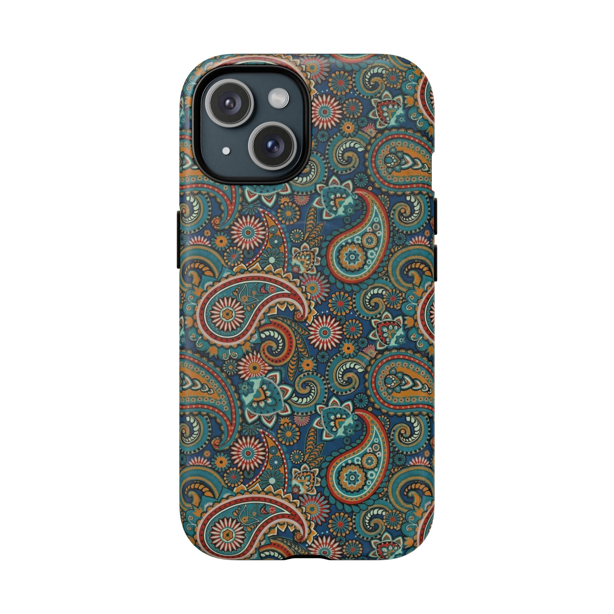 Batik Teal Paisley Tough MagSage iPhone Case