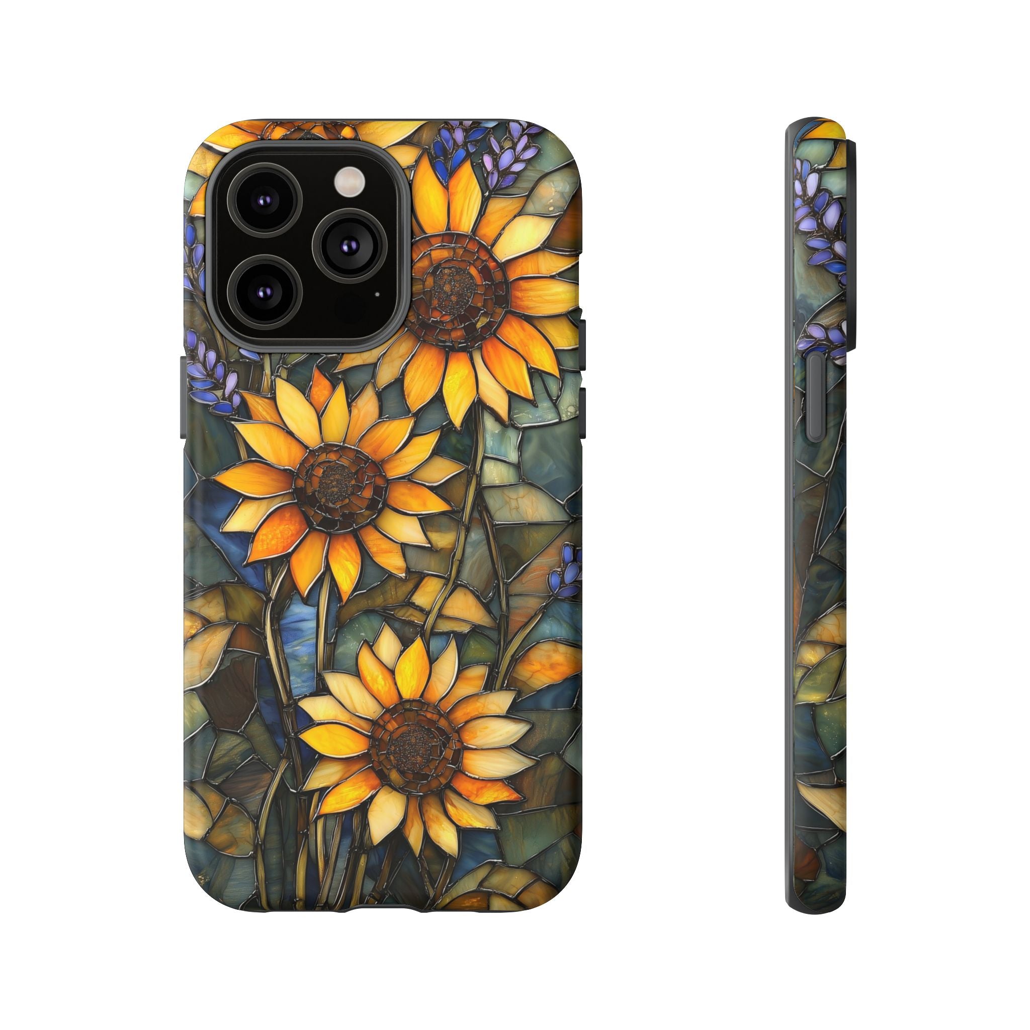 Sunflower Stained Glass Tough iPhone Case | Floral Protective Cover
