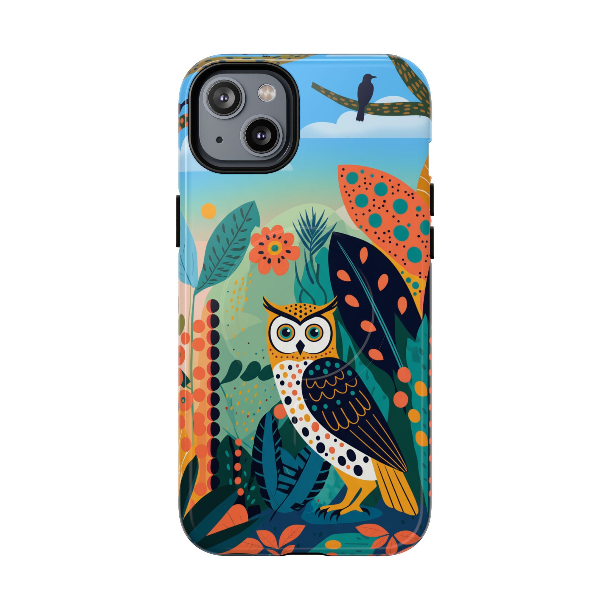 Botanical Forest Colourful Owl MagSafe iPhone Case