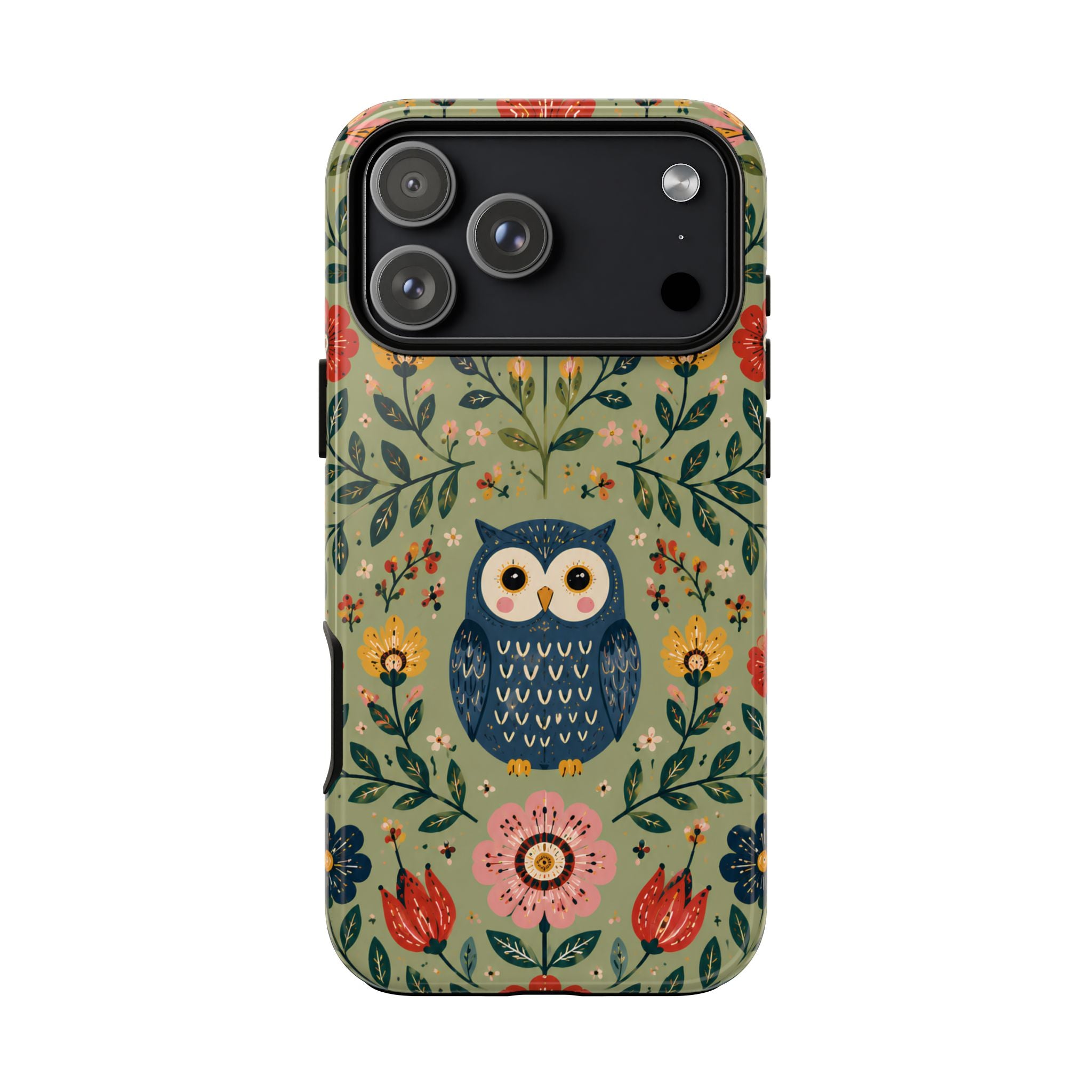 Floral Owl Tough iPhone Case | Cute Botanical Protective Cover