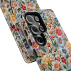 Floral Embroidered Pattern Tough Samsung Galaxy Case — Colourful Daisy & Wildflower Design