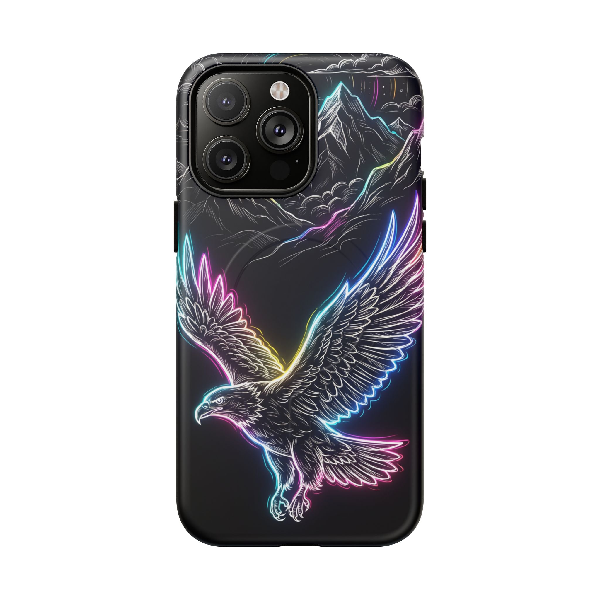 Neon Eagle MagSafe iPhone Case with Mountain Design