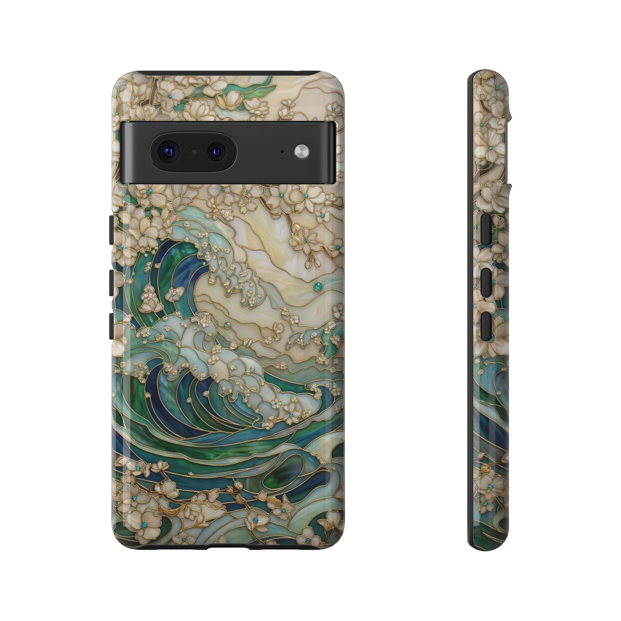 Elegant Ocean Wave Floral Art Google Pixel Case