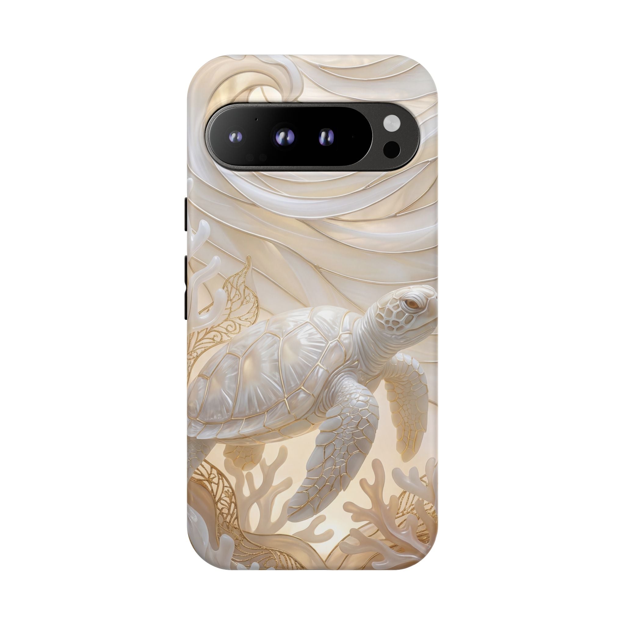 Sea Turtle Tough Google Pixel Case — Elegant Nautical Coral Design