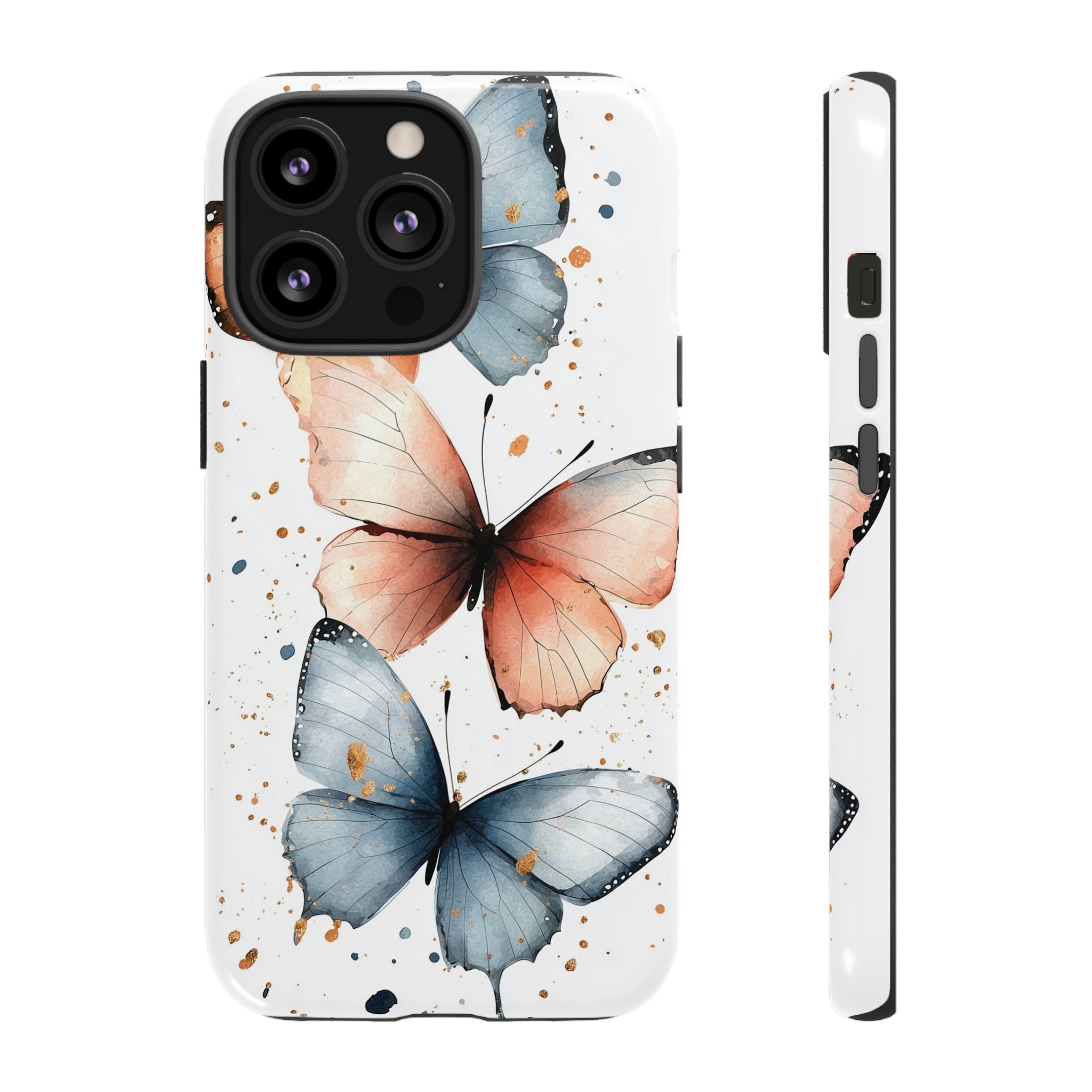 Watercolour Blue & Peach Butterfly Tough iPhone Case