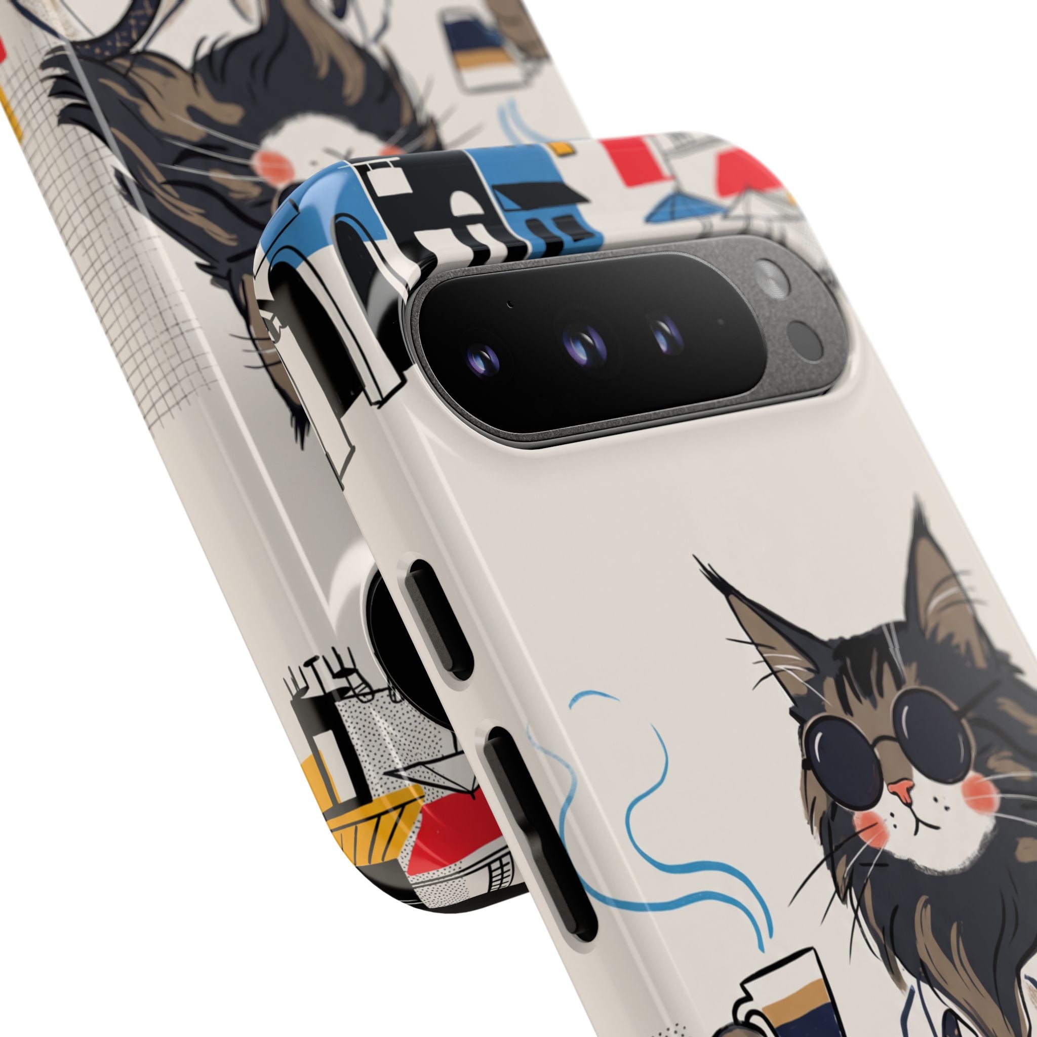 Cat Barista Google Pixel Phone Case | Cool Cat in Sunglasses Coffee Shop Design