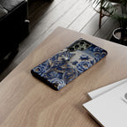Blue Floral Wolf Tough Samsung Galaxy Phone Case | Moonlit Wolf Protective Cover