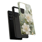 White Floral Samsung Galaxy Phone Case | Sage Green Botanical Phone Case