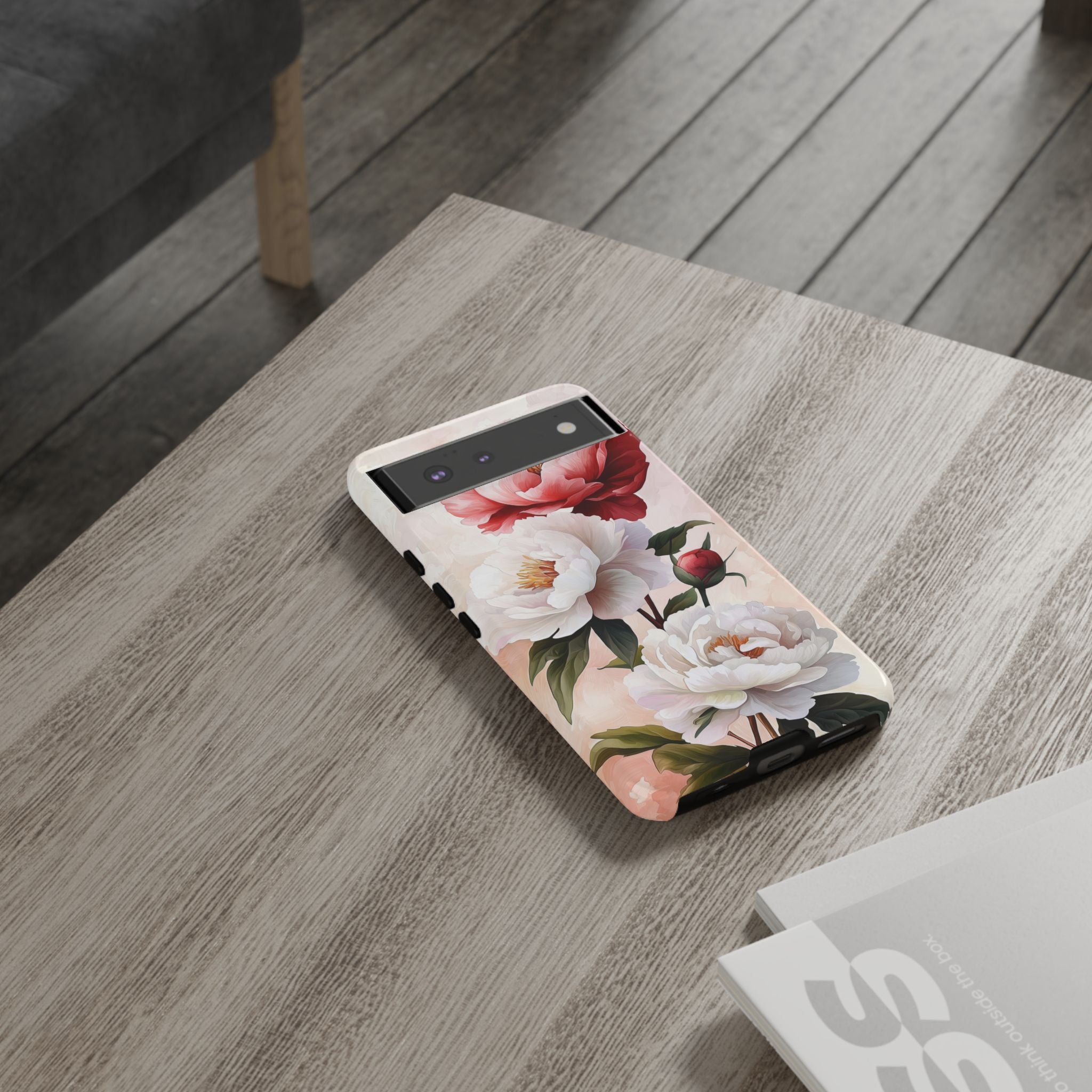 Custodia per Google Pixel con motivo floreale Peonie | Fiore vintage rosa e bianco