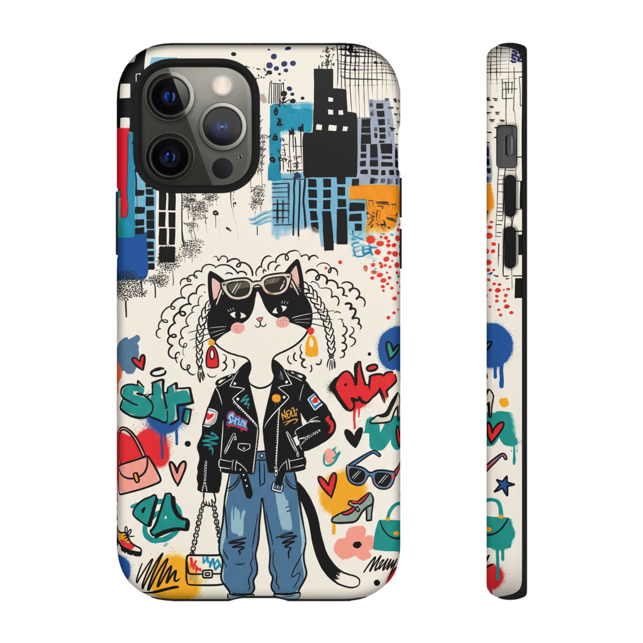 Punk City Cat Graffiti Design iPhone Case