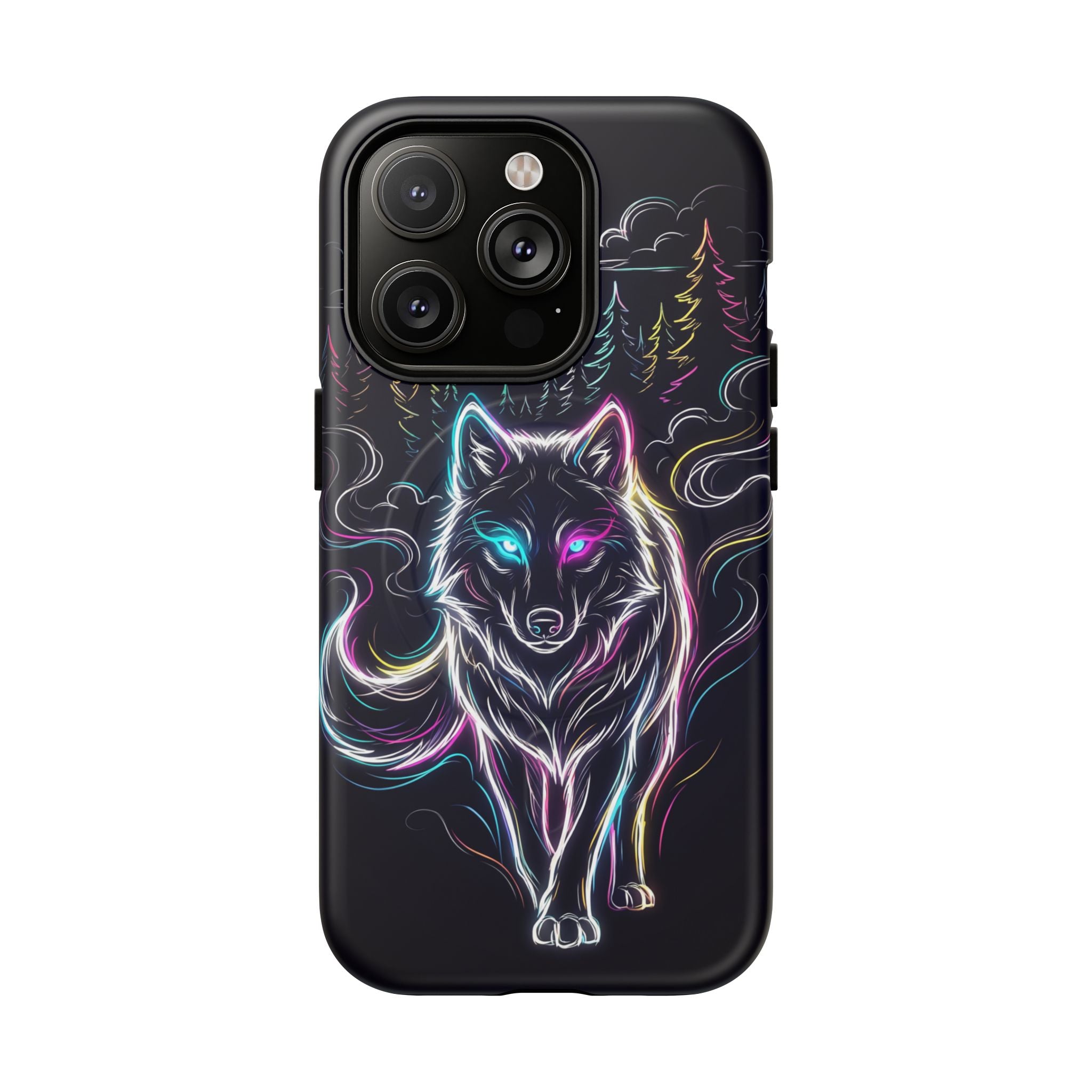 Neon Wolf MagSafe iPhone Case | Mystic Glow Protective Tough Case