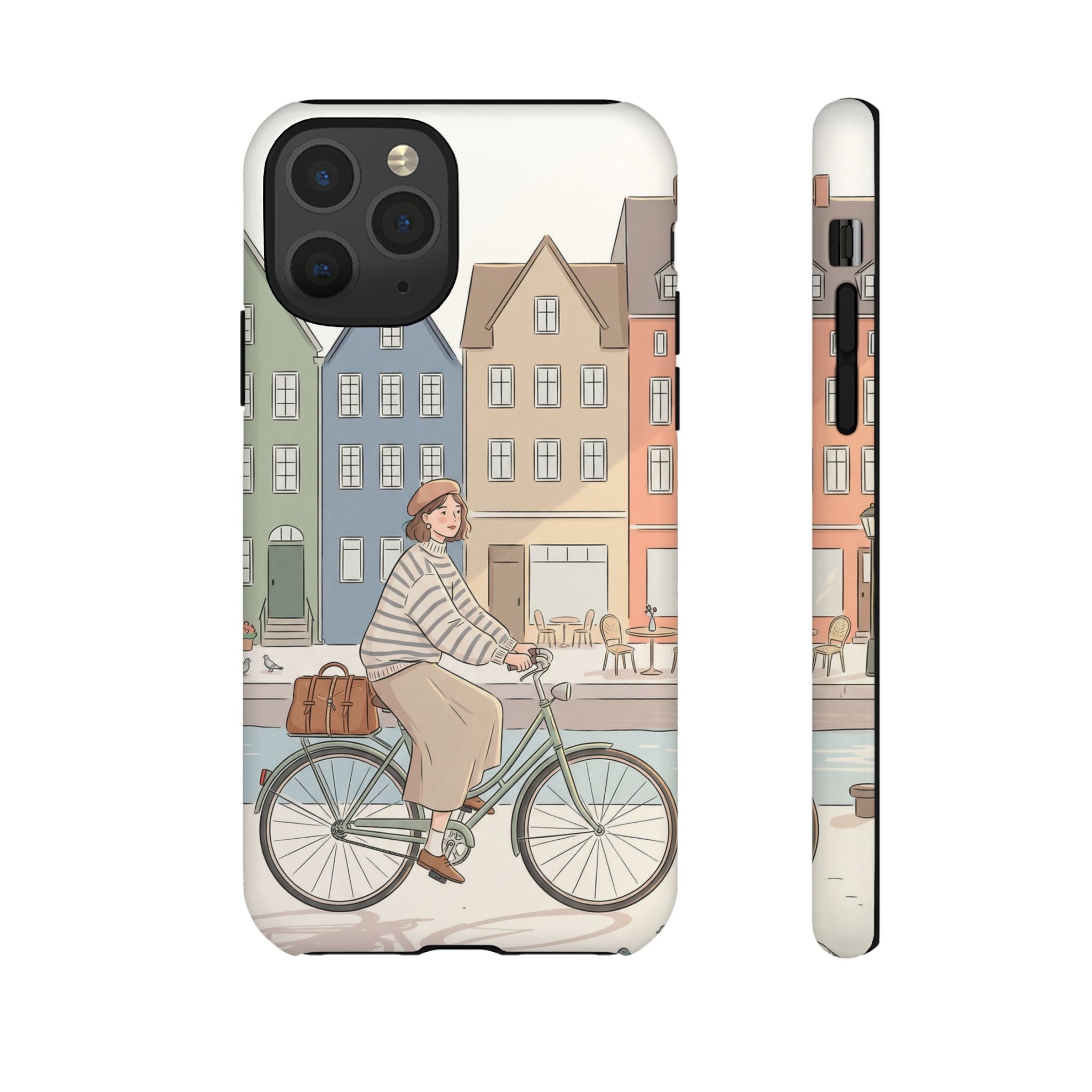 City Bike iPhone Case | Cozy European Street Illustration Tough Cases