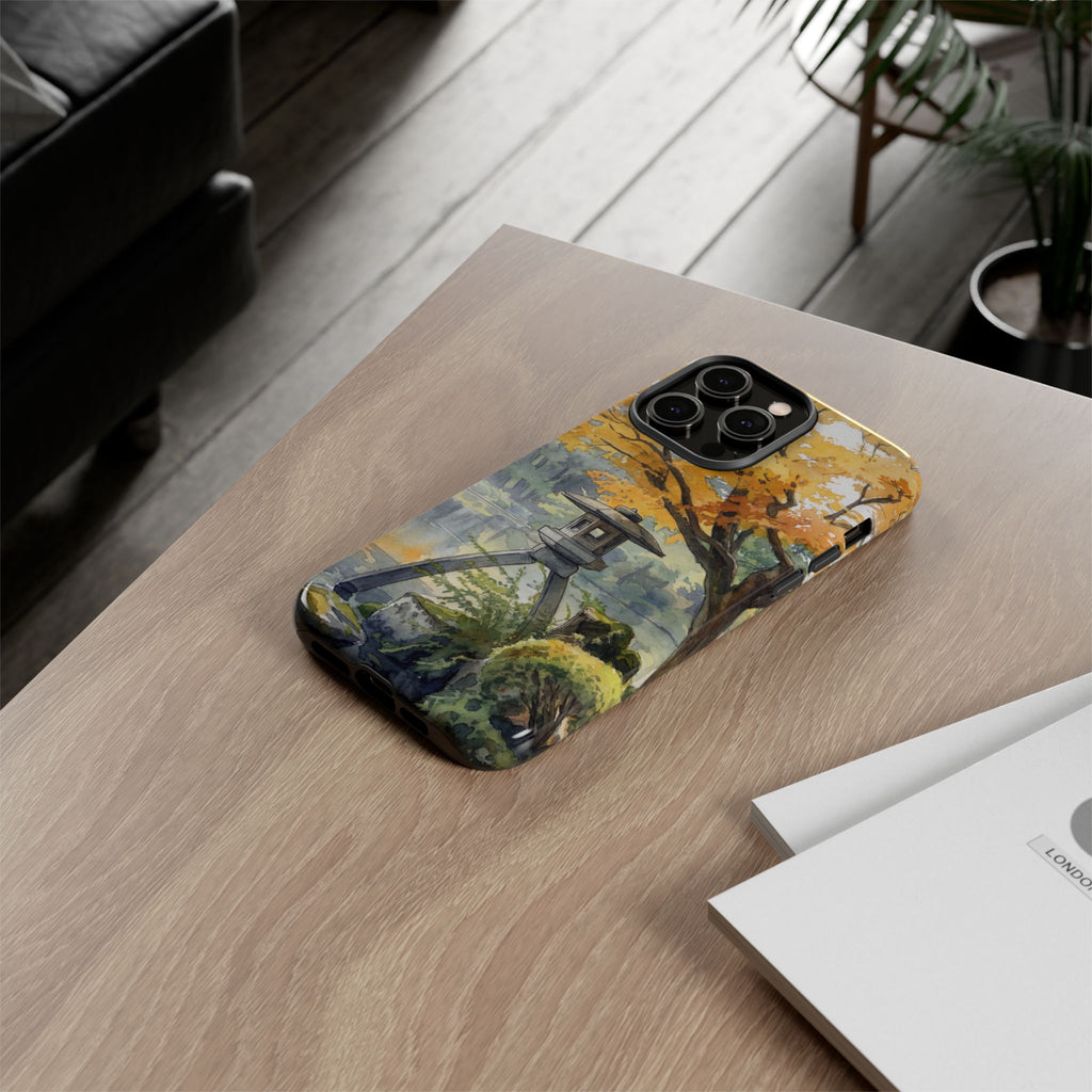 Autumn Japanese Garden iPhone Case | Scenic Lantern Fall