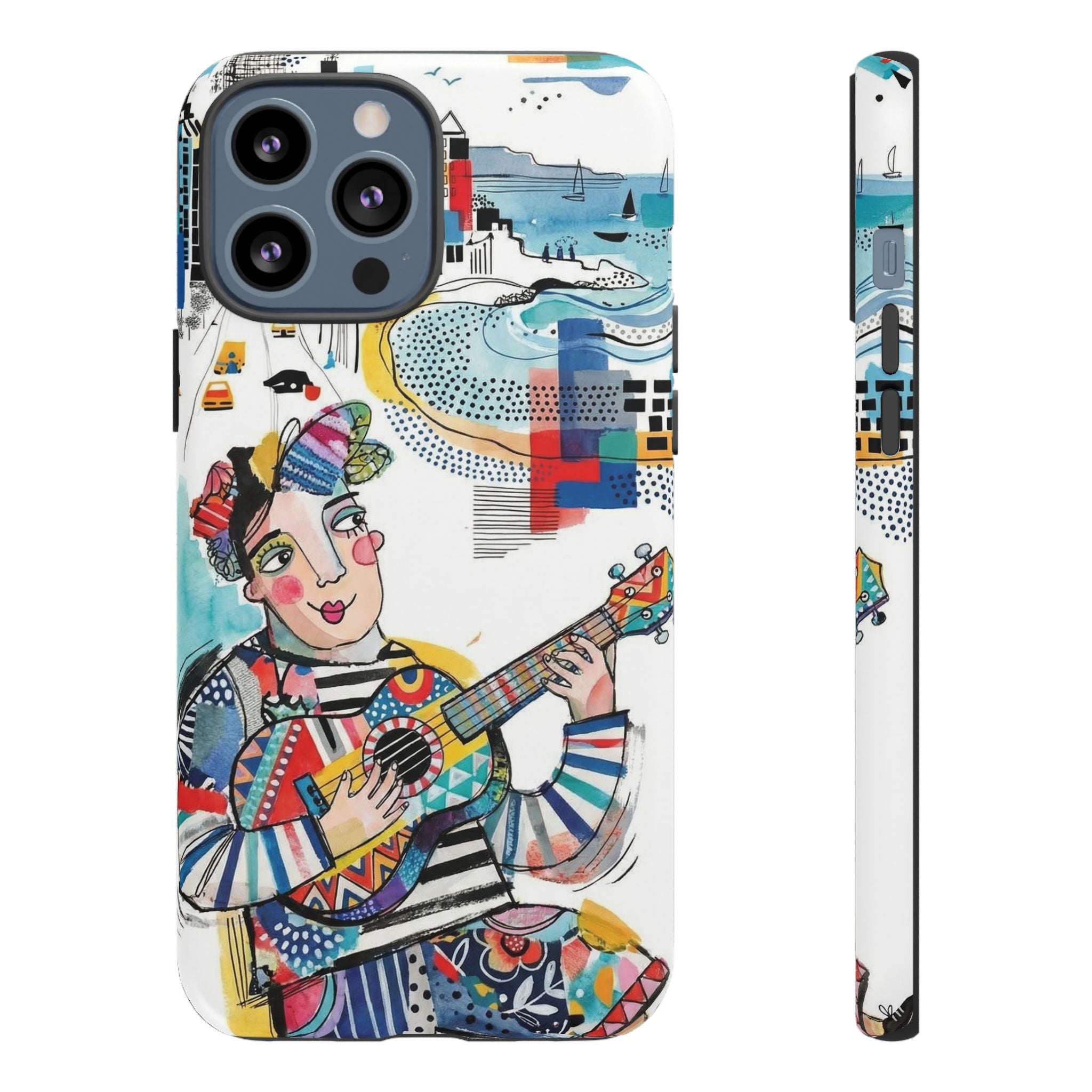 Artistic Musician iPhone Case | Colorful Guitar Cityscape Tough Case