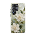 White Floral Samsung Galaxy Phone Case | Sage Green Botanical Phone Case