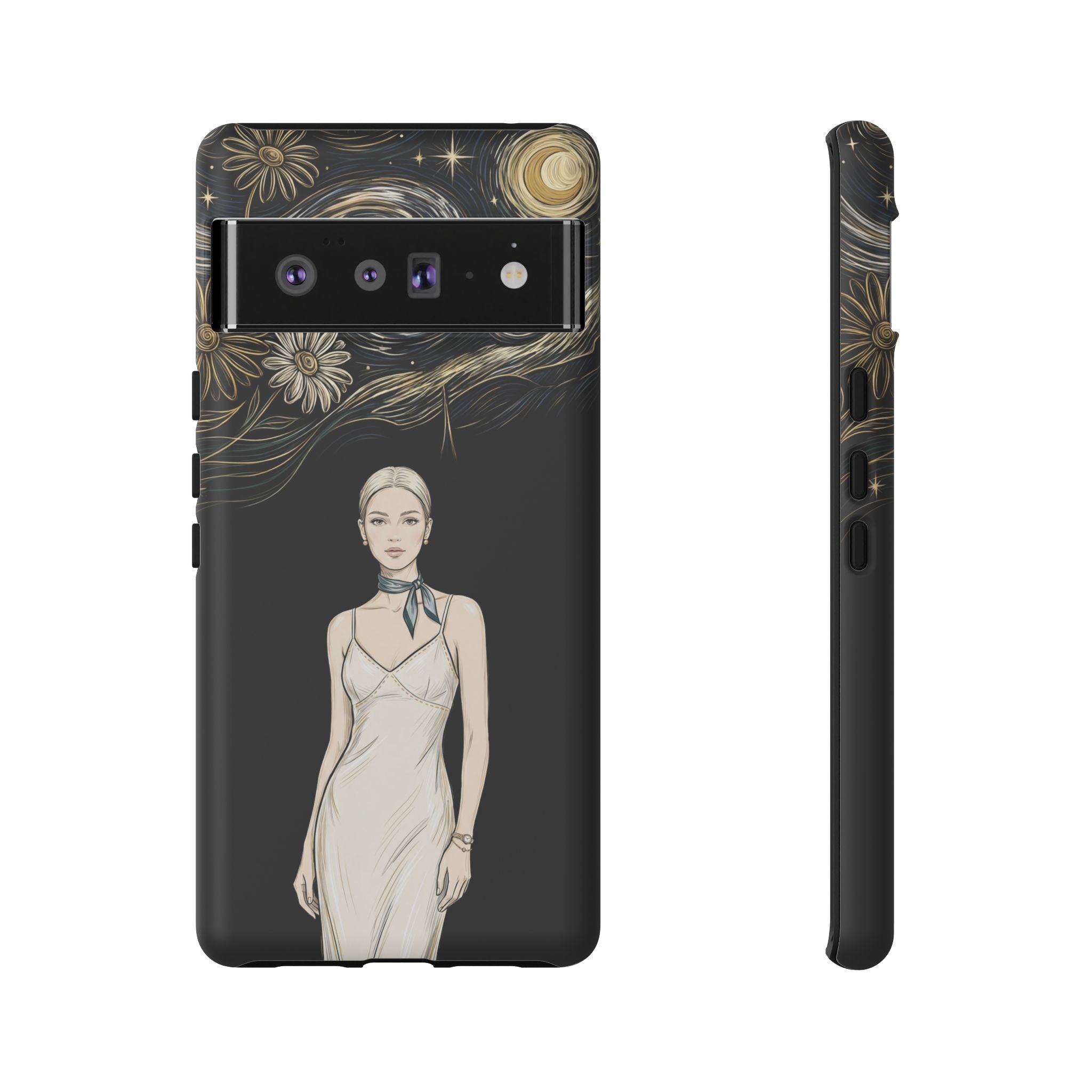 Starry Night Fashion Google Pixel Phone Case | Elegant Woman Illustration