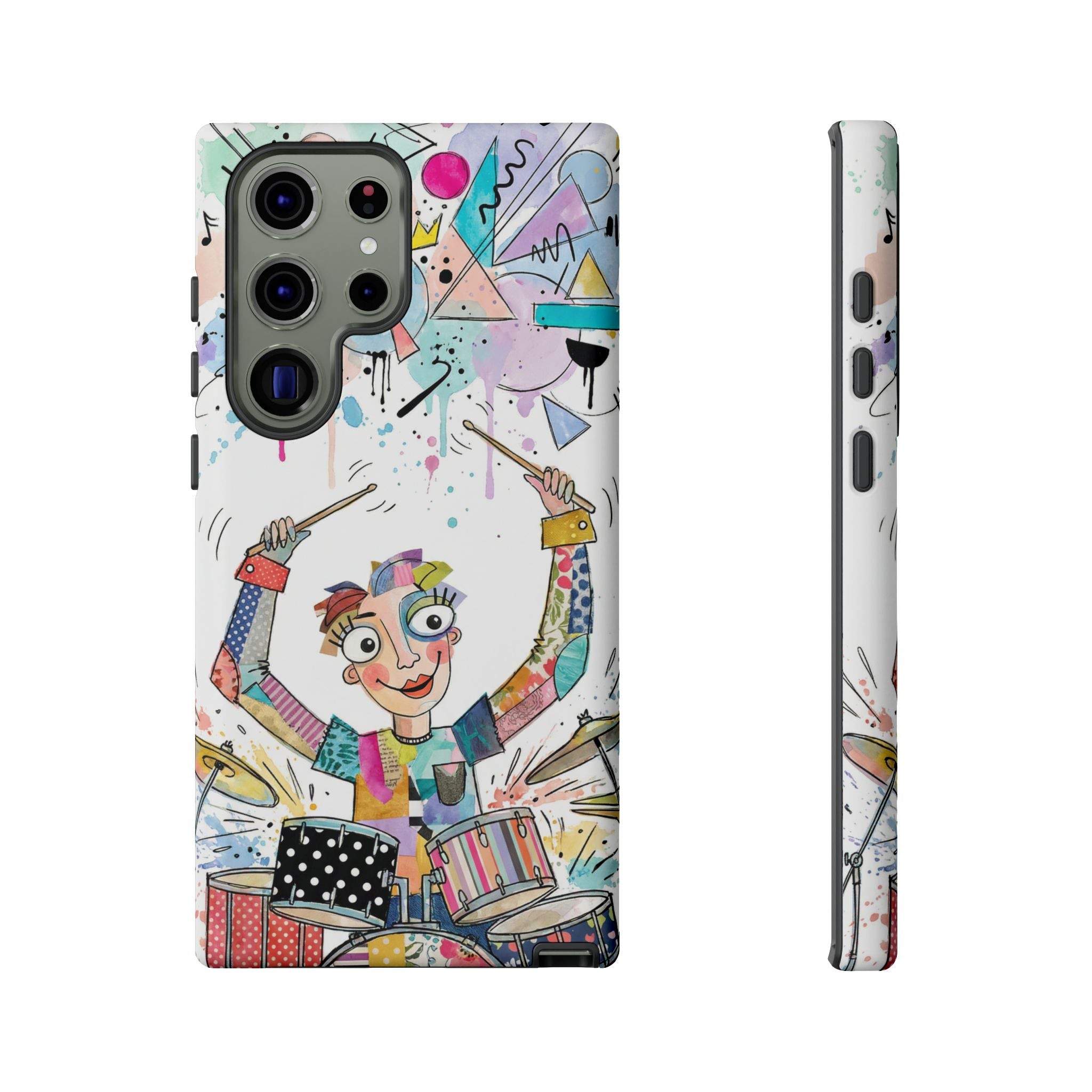 Drummer Boy Samsung Galaxy Phone Case | Colorful Cartoon Drum Kit Protective Cover