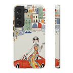 Stylish Riviera Samsung Galaxy Phone Case | Chic Retro Woman in Convertible Design