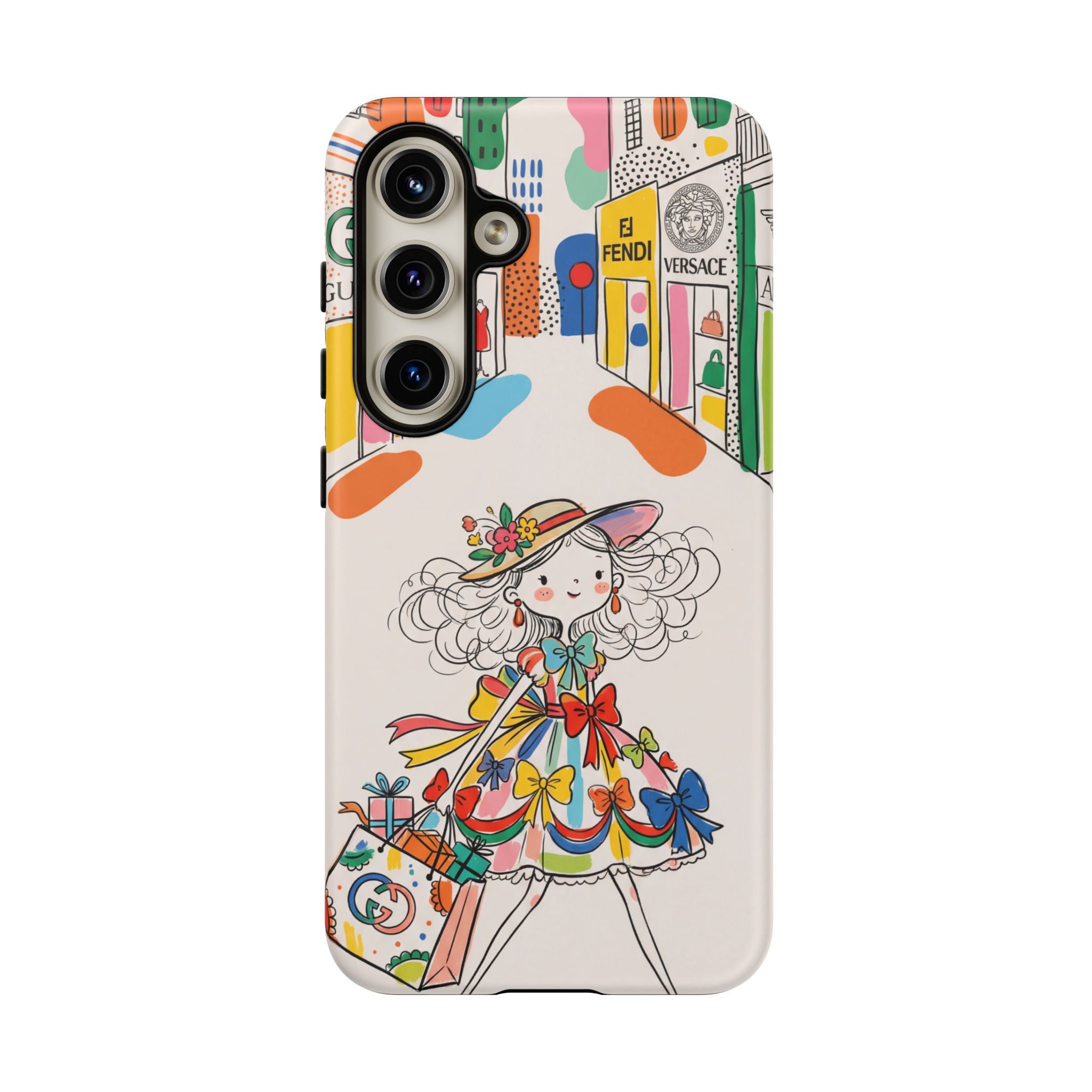 Cute Fashion Girl Samsung Galaxy Phone Case | Colourful Shopping Street Design