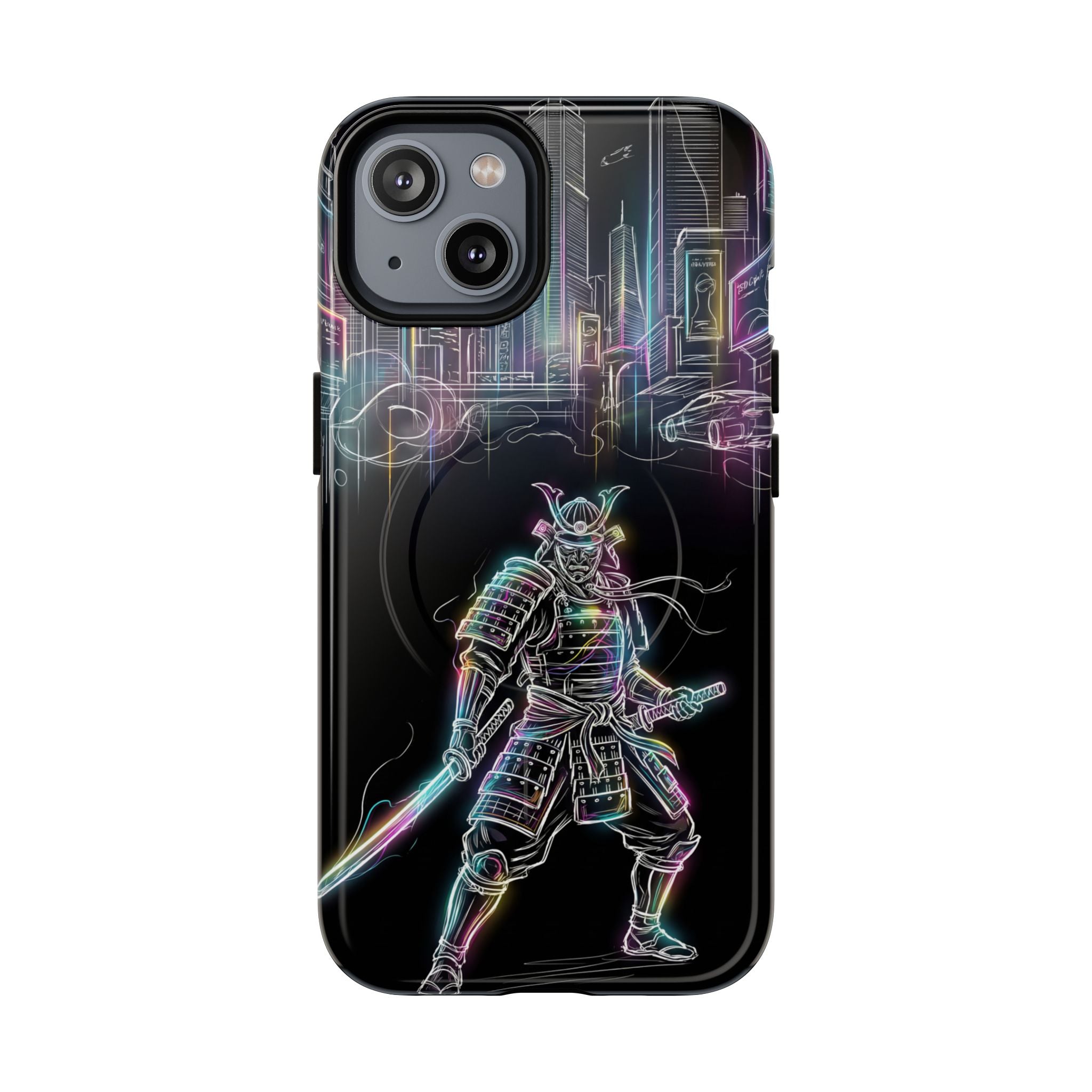Neon Samurai MagSafe iPhone Case | Cyberpunk City Armor