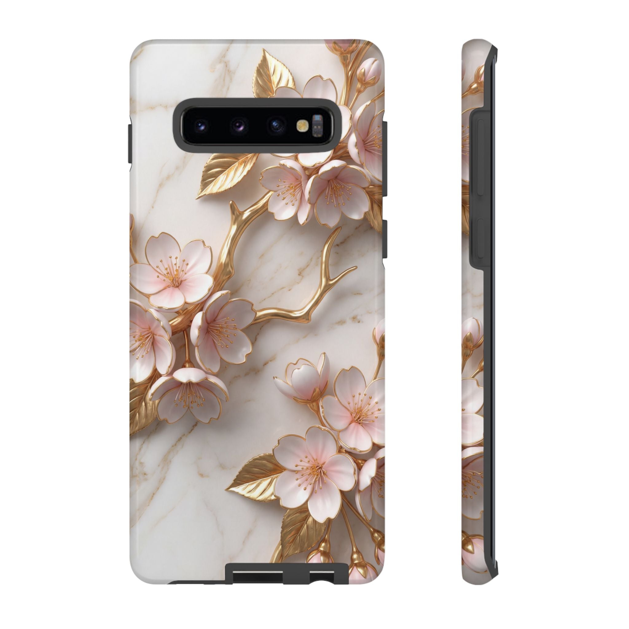 Floral Marble Samsung Galaxy Case — Sakura Gold Cherry Blossom Tough Case
