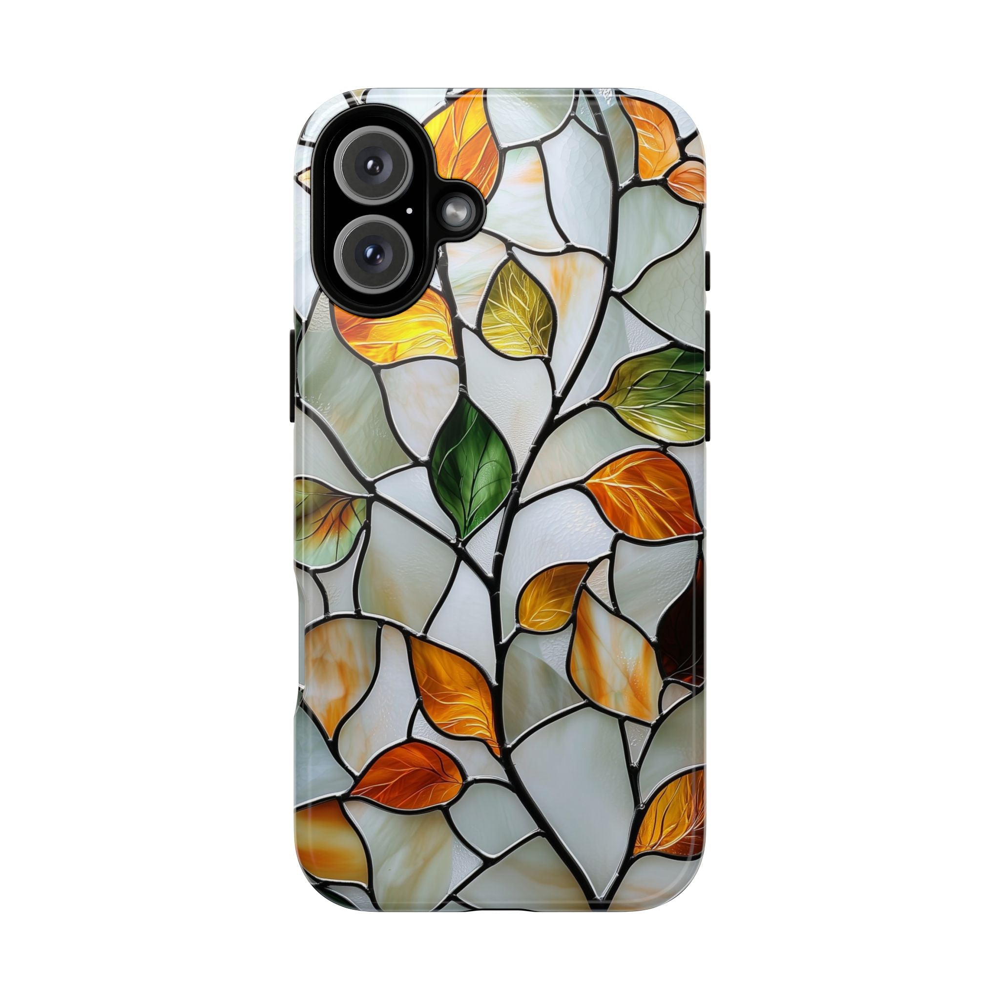 Stained Glass Autumn Leaves Mosaic iPhone Case