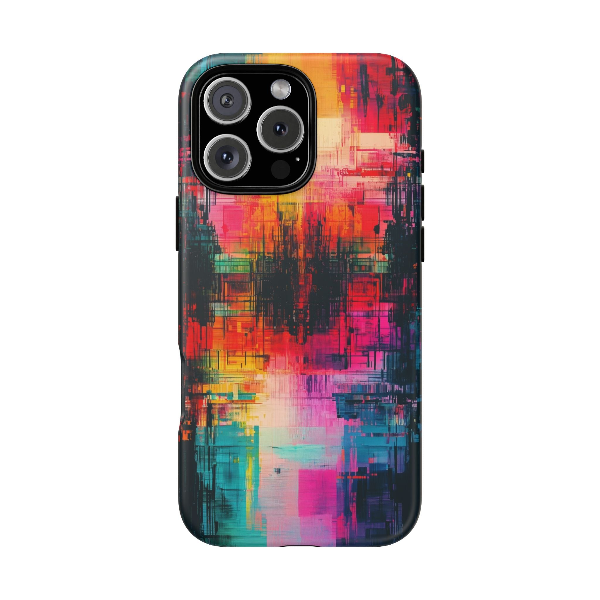 Abstract Neon Glitch Art Tough iPhone Case