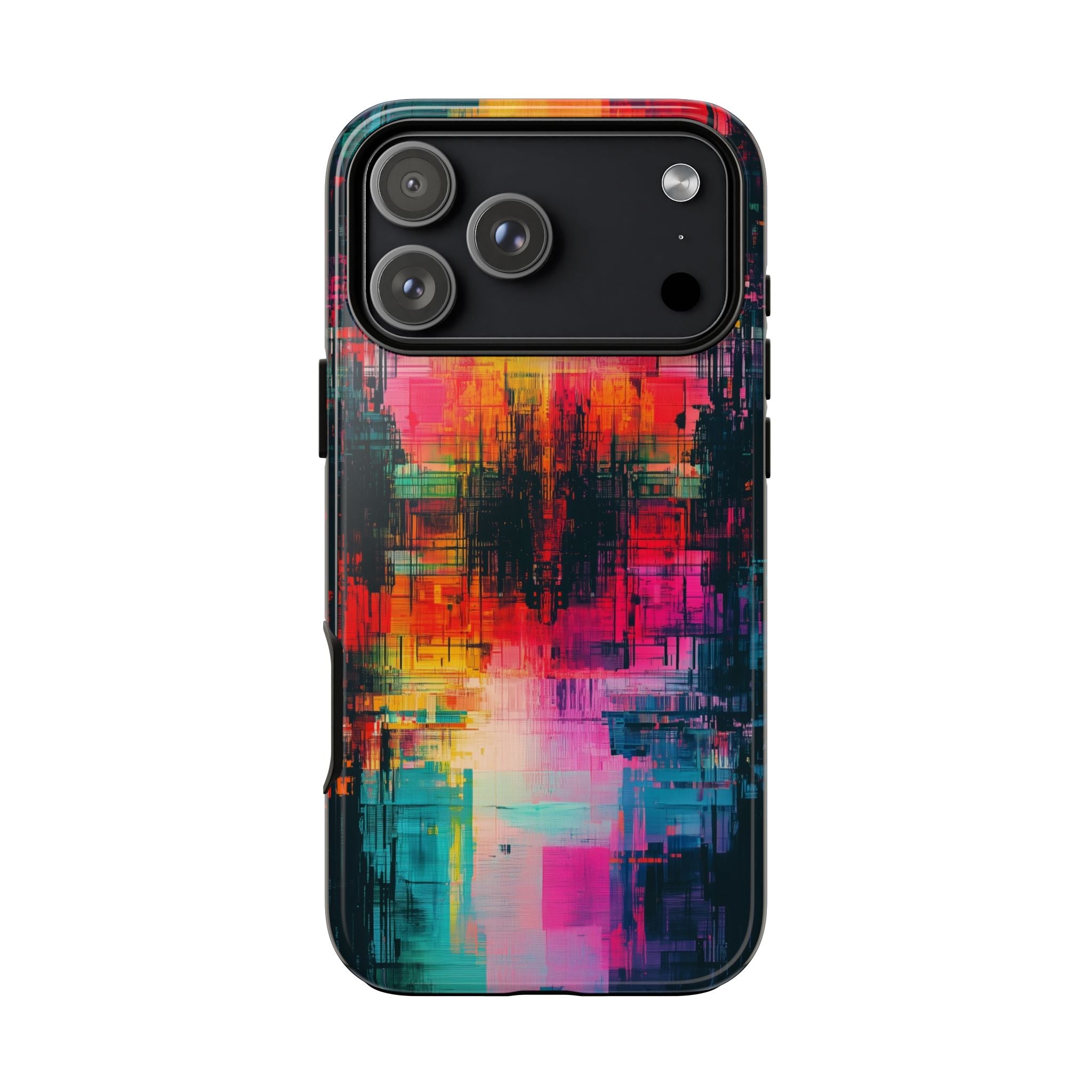 Abstract Neon Glitch Art Tough iPhone Case