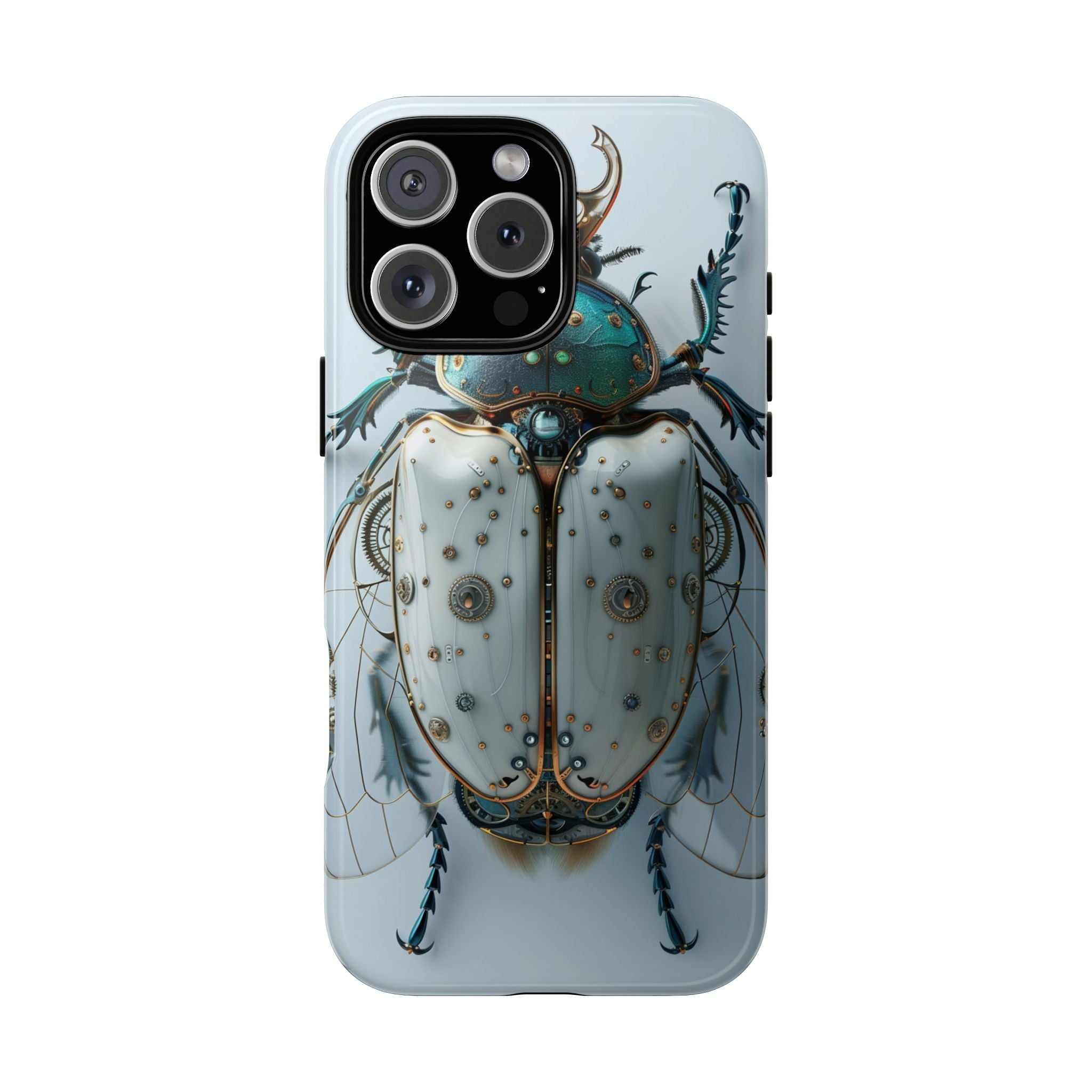 Steampunk White Beetle Protective Tough iPhone Case