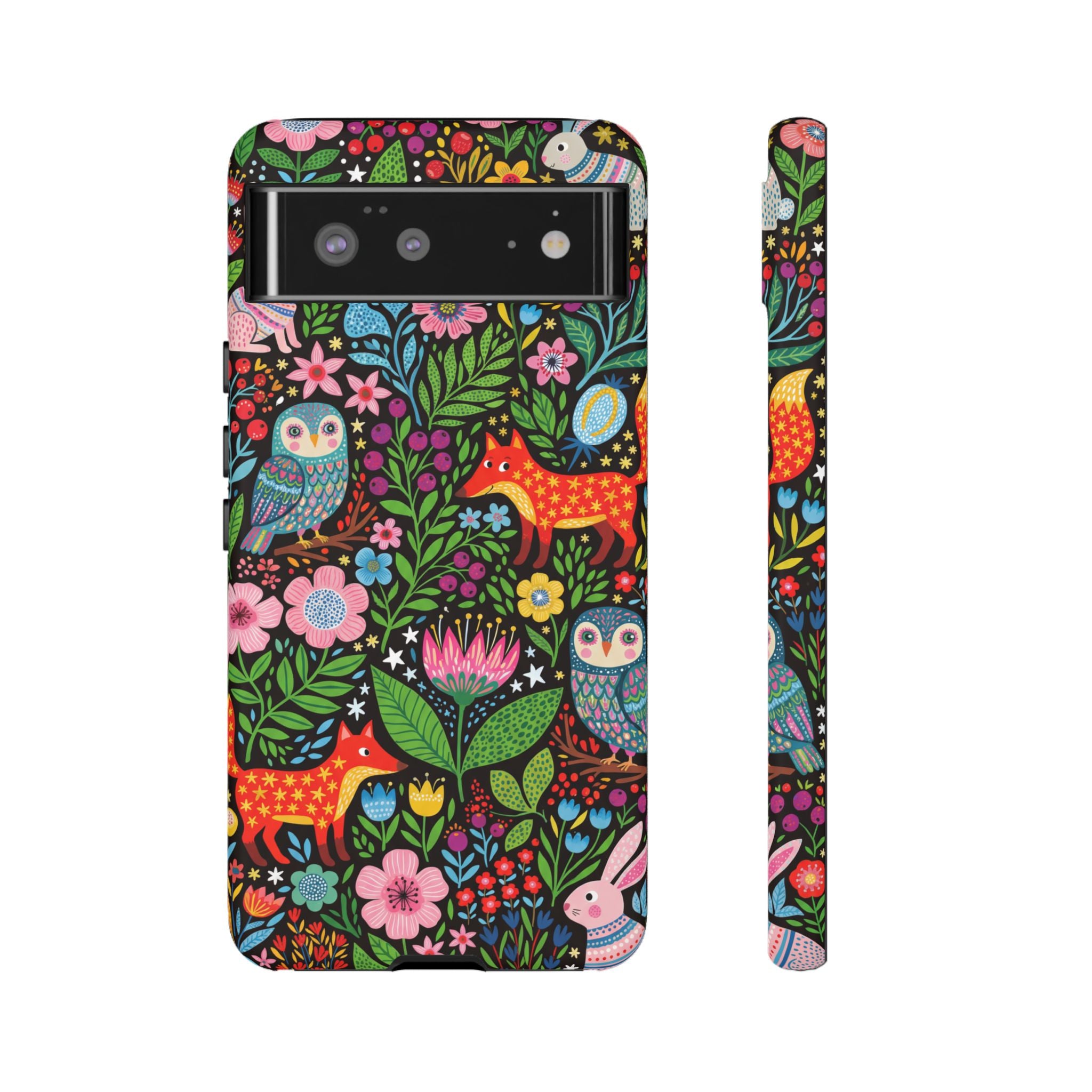 Floral Woodland Google Pixel Phone Case | Colourful Fox & Owl Protective Cover