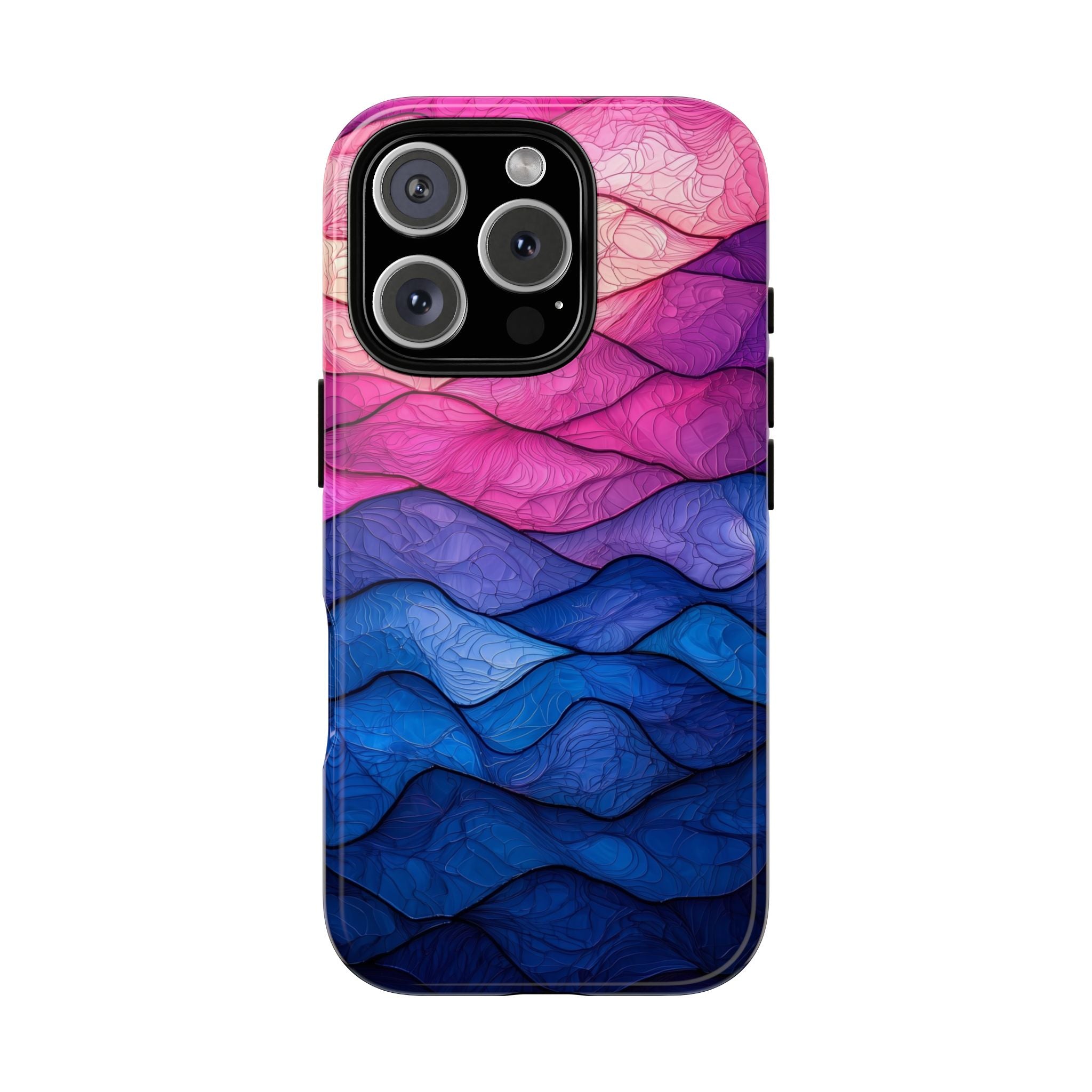 Abstract Ocean Waves iPhone Case — Pink & Blue Gradient Tough Case