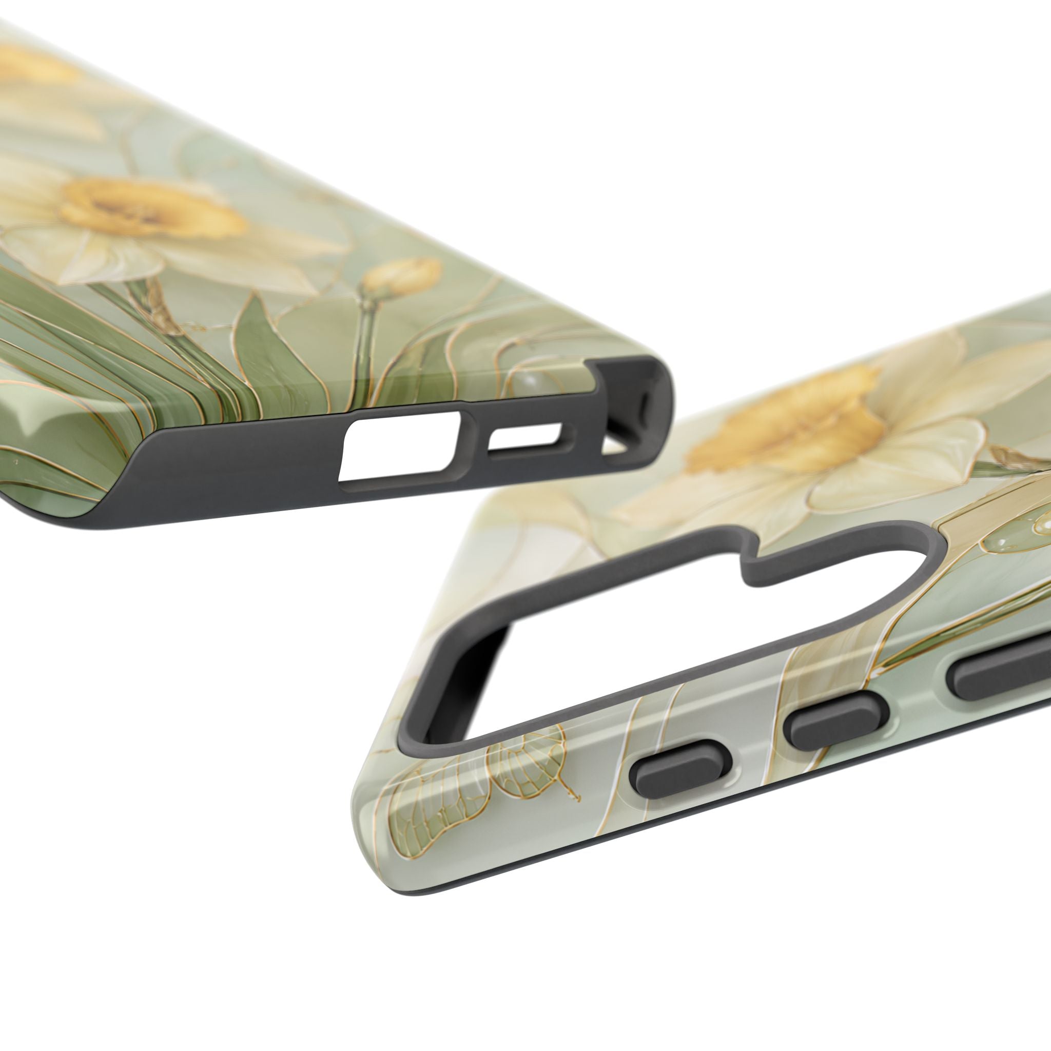 Stained Glass Daffodil Samsung Galaxy Phone Case | Yellow Floral Phone Cover