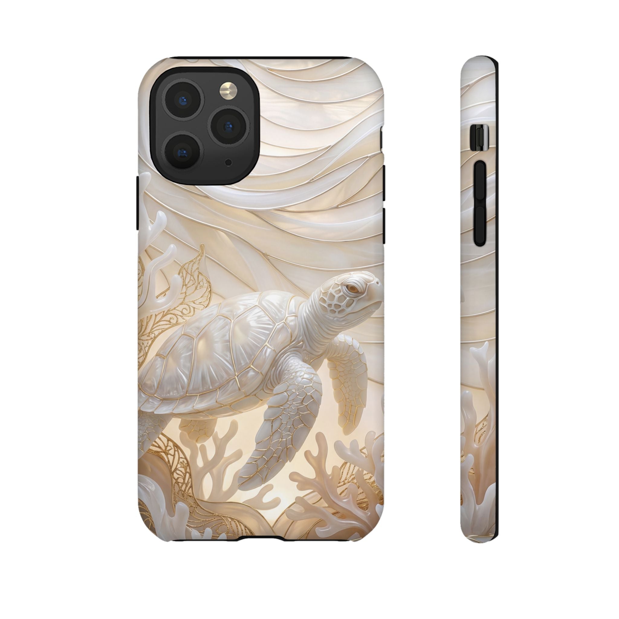Sea Turtle Tough iPhone Case — Elegant Nautical Coral Design