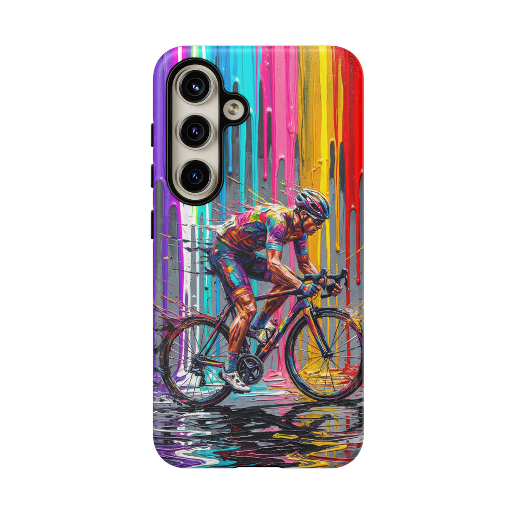 Cyclist Art Samsung Galaxy Phone Case | Colourful Drip Painting Tough Cases