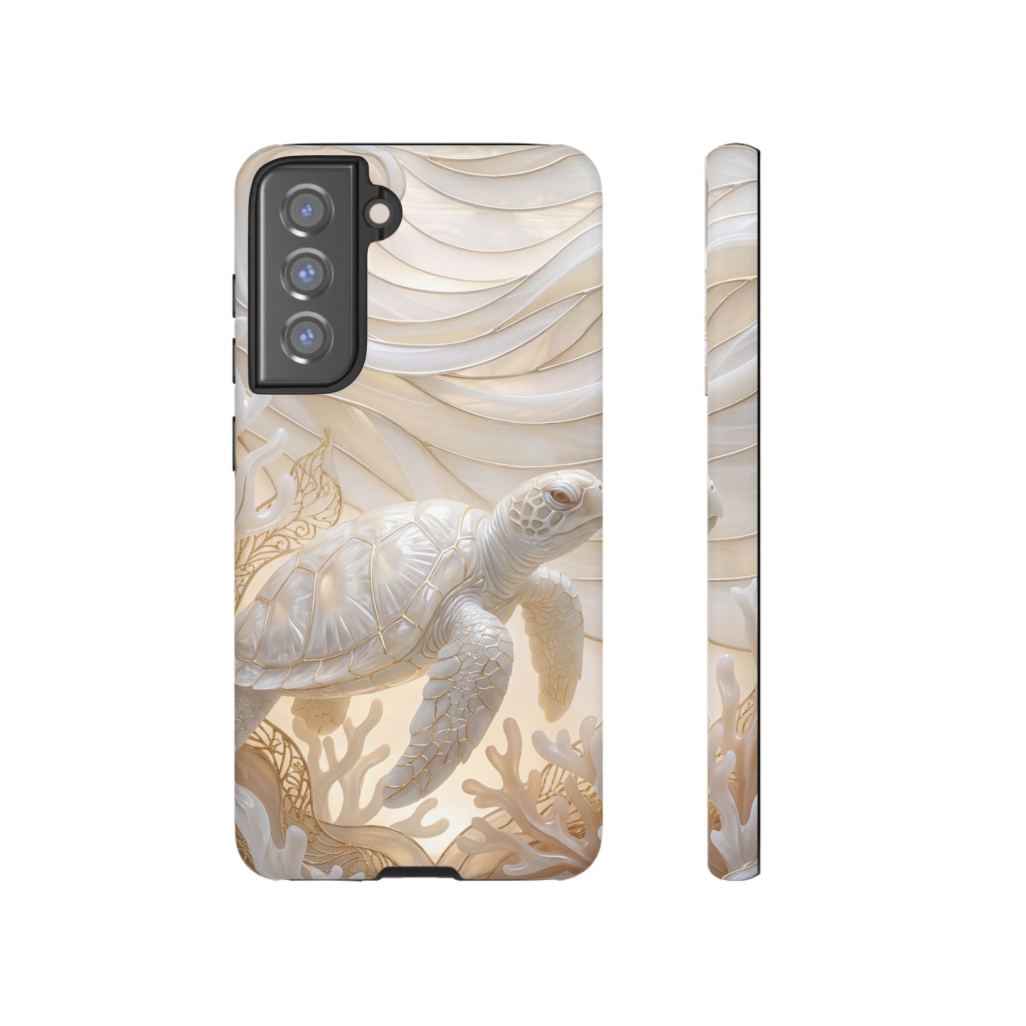 Sea Turtle Tough Samsung Galaxy Case — Elegant Nautical Coral Design