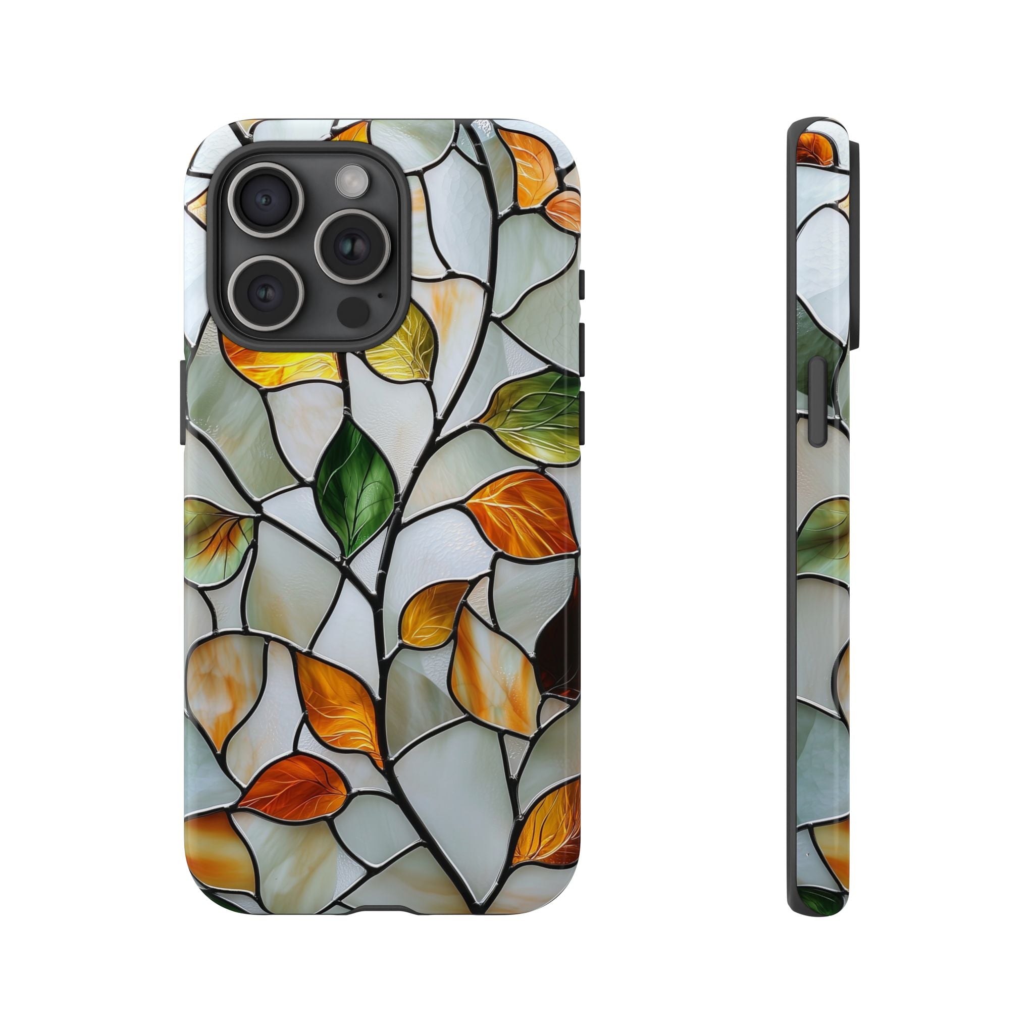Stained Glass Autumn Leaves Mosaic iPhone Case