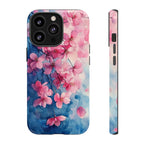 Floral Cherry Blossom iPhone Case | Pink Blue Watercolour