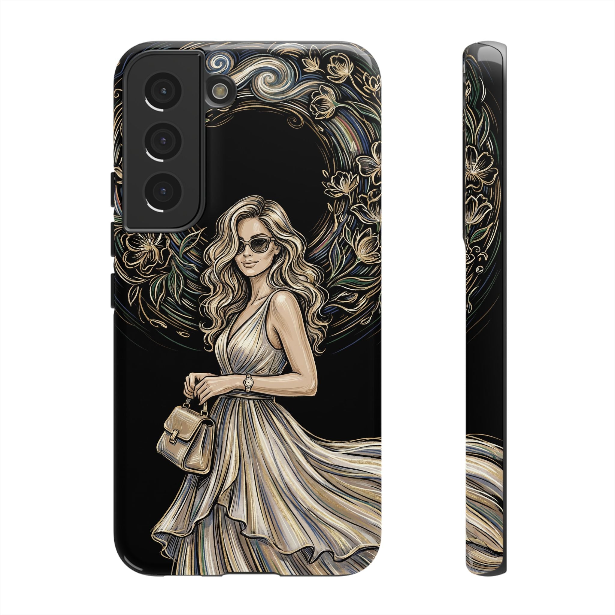 Stylish Woman Floral Wreath Tough Samsung Galaxy Phone Case