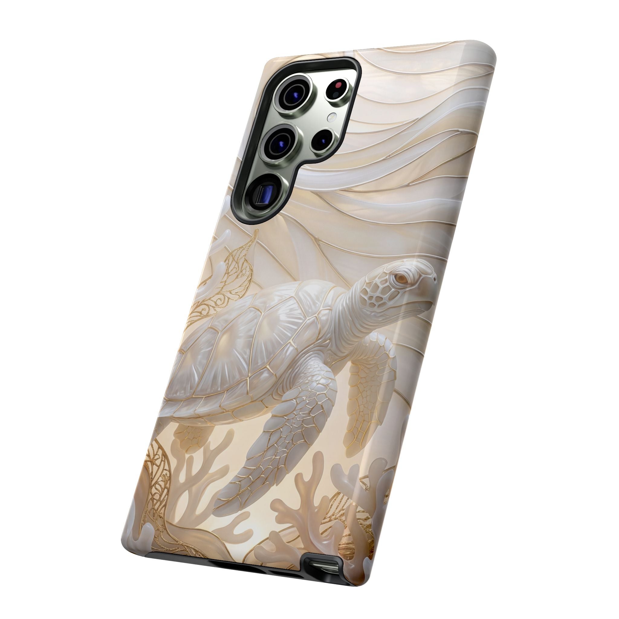Sea Turtle Tough Samsung Galaxy Case — Elegant Nautical Coral Design