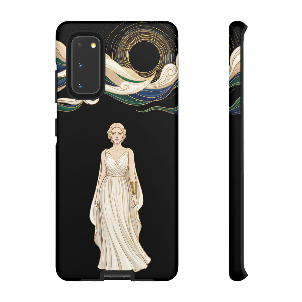 Art Nouveau Goddess Samsung Galaxy Phone Case | Elegant Woman Illustration on Black