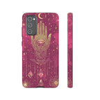 Mystic Hamsa Samsung Galaxy Case | Gold Palm & All-Seeing Eye on Magenta Galaxy