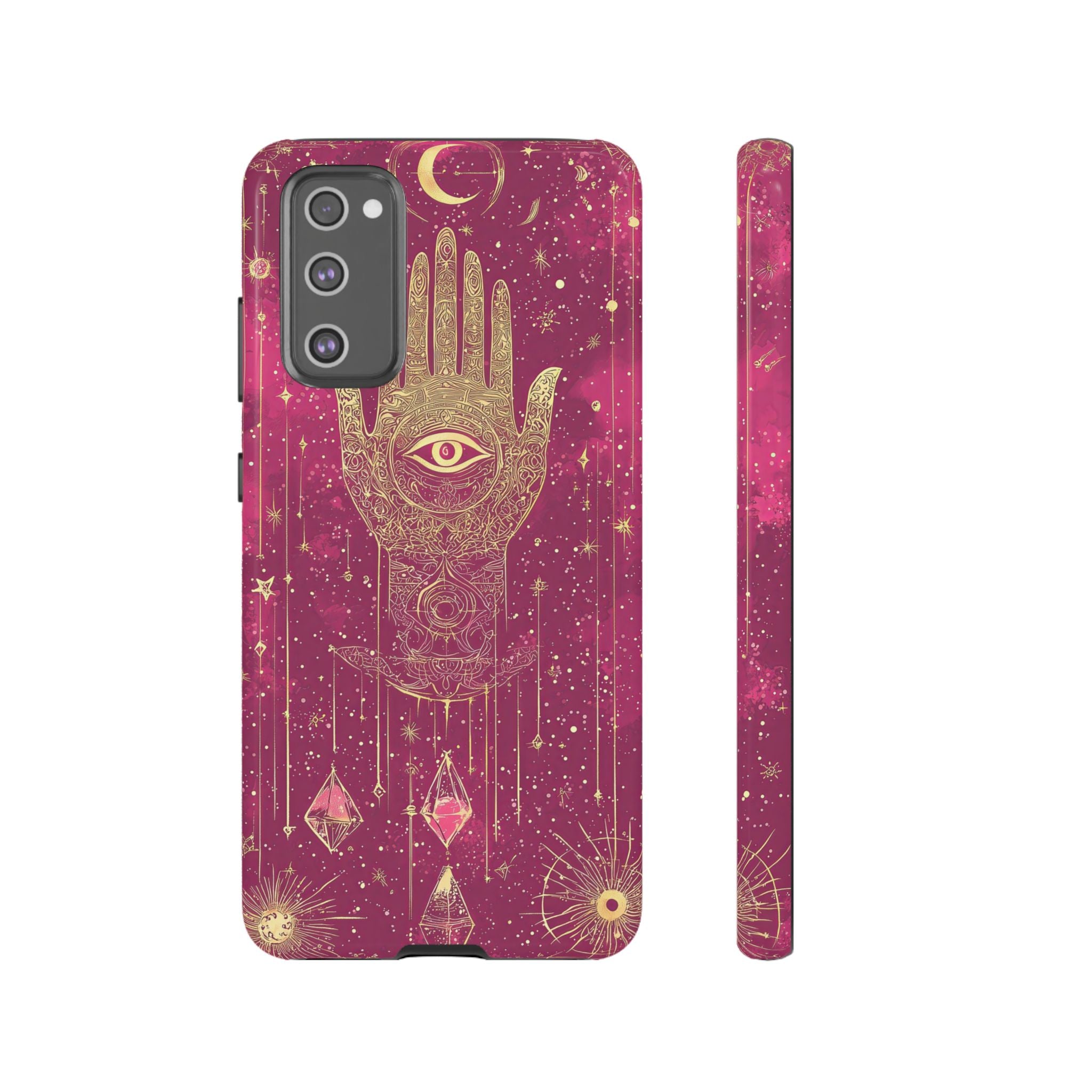 Mystic Hamsa Samsung Galaxy Case | Gold Palm & All-Seeing Eye on Magenta Galaxy