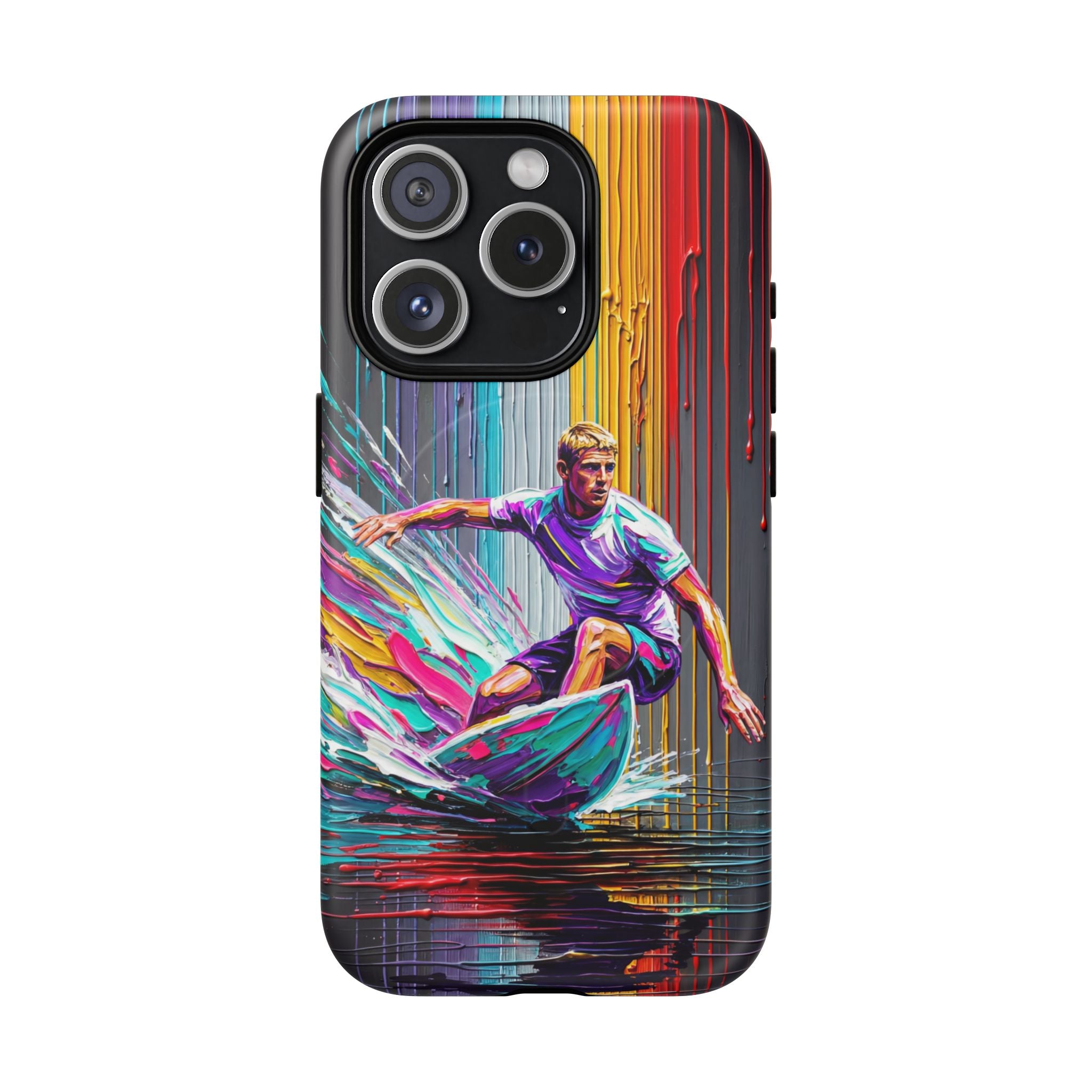 Surfing Art MagSafe iPhone Case | Colourful Wave Surfer Protective Cover