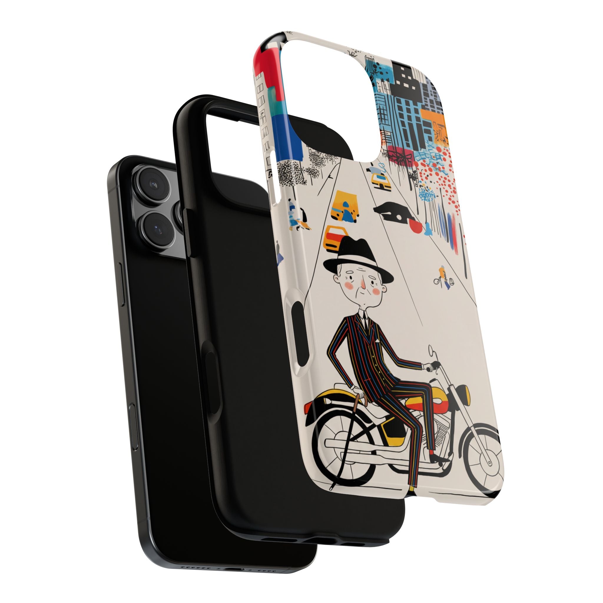 Custodia per iPhone Moto Nonno Vintage | Paesaggio Urbano Illustrato