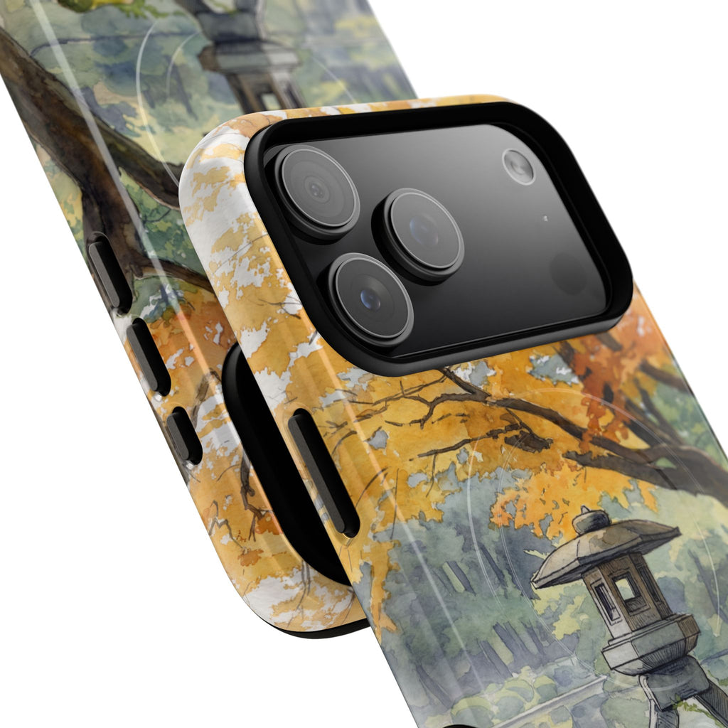 Autumn Japanese Garden MagSafe iPhone Case | Scenic Lantern Fall