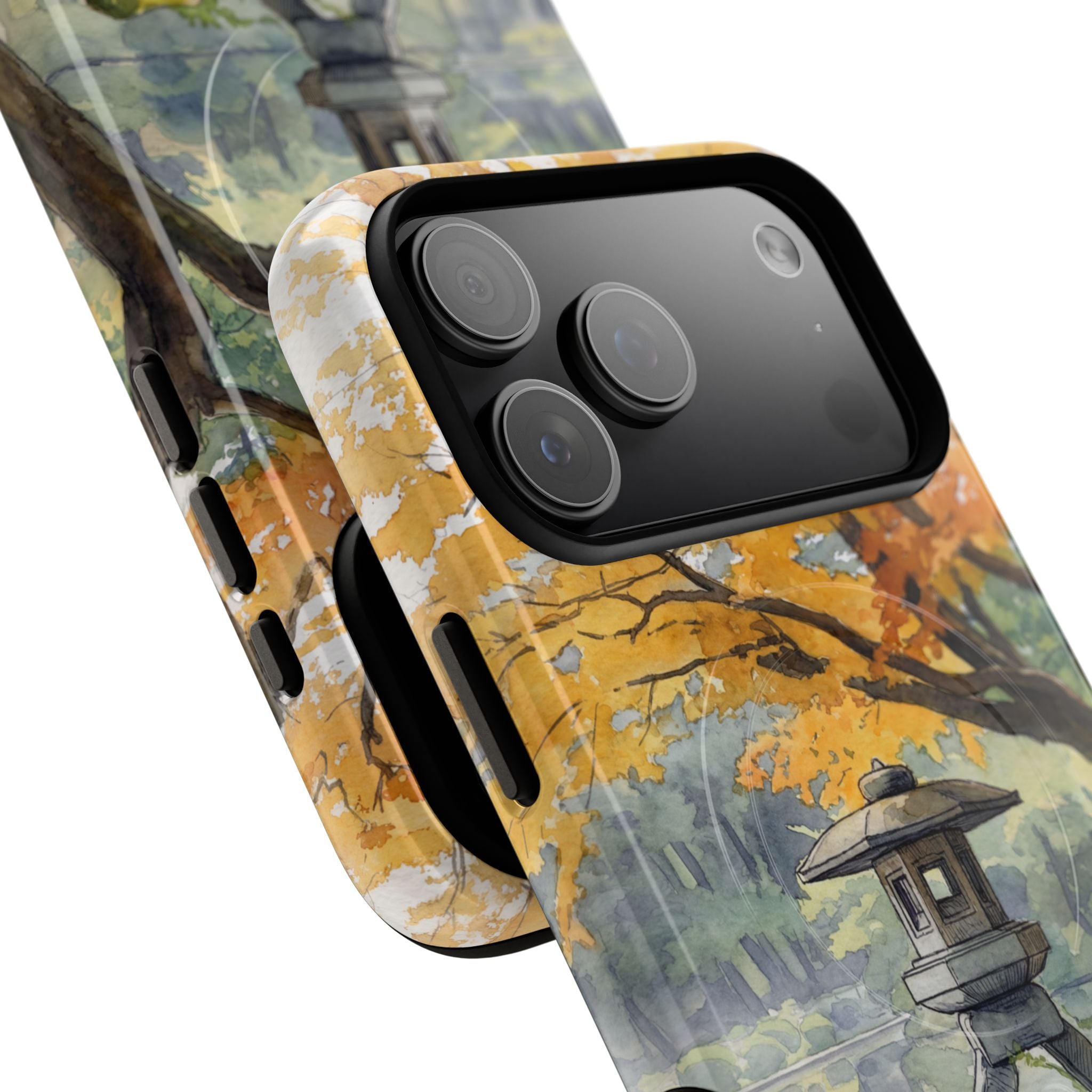 Autumn Japanese Garden MagSafe iPhone Case | Scenic Lantern Fall