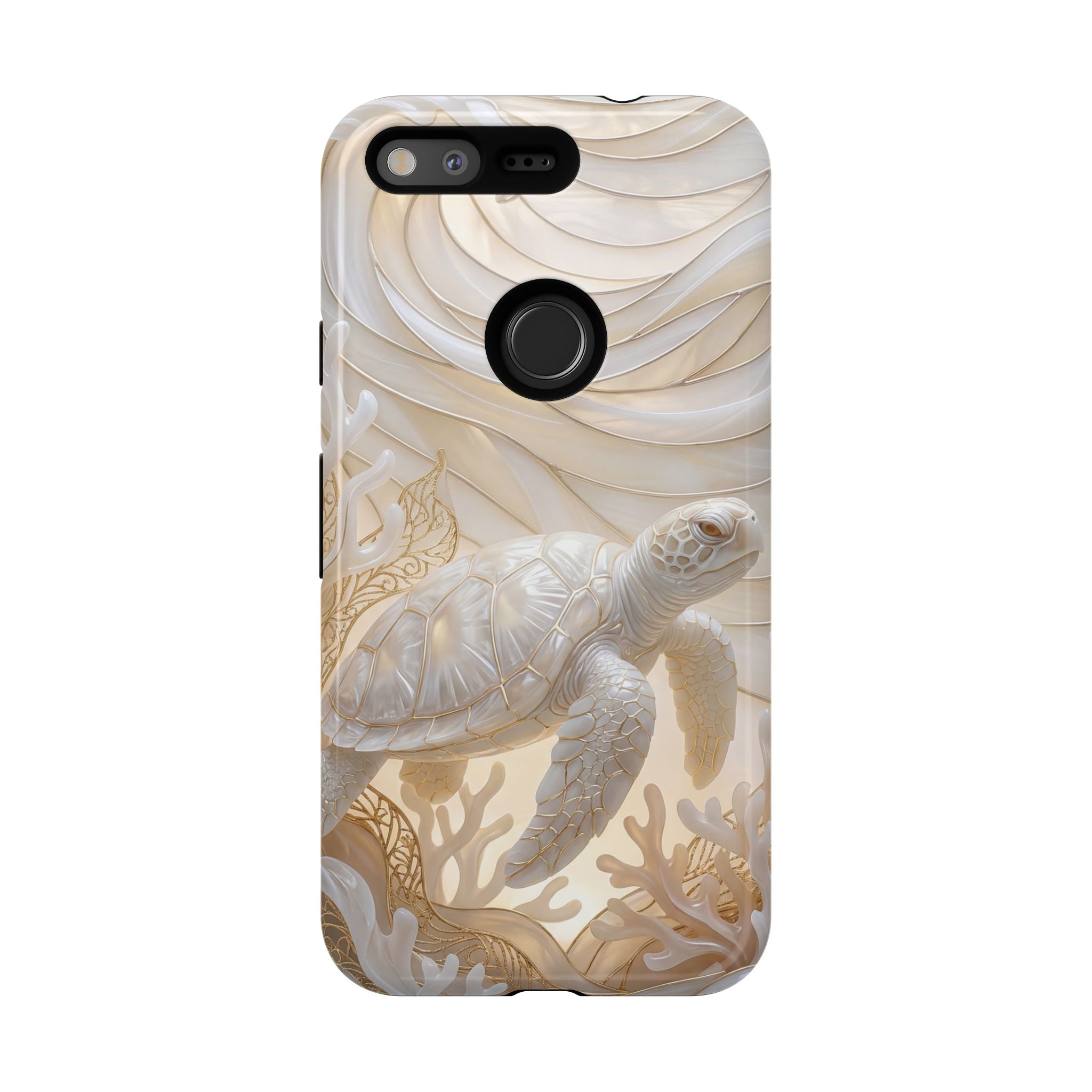 Sea Turtle Tough Google Pixel Case — Elegant Nautical Coral Design